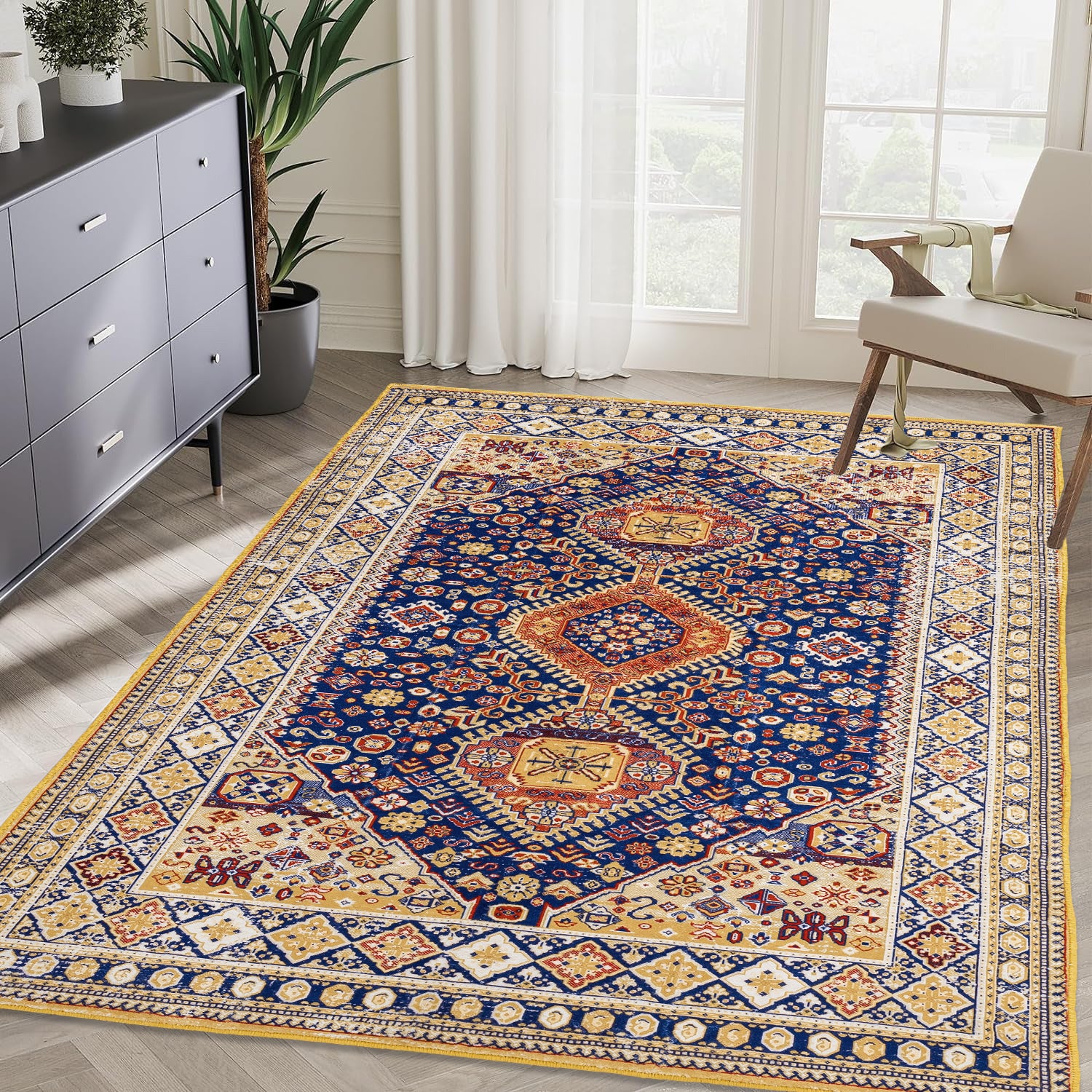 Bohemian 5x7 Area Rug: Vintage Persian Design