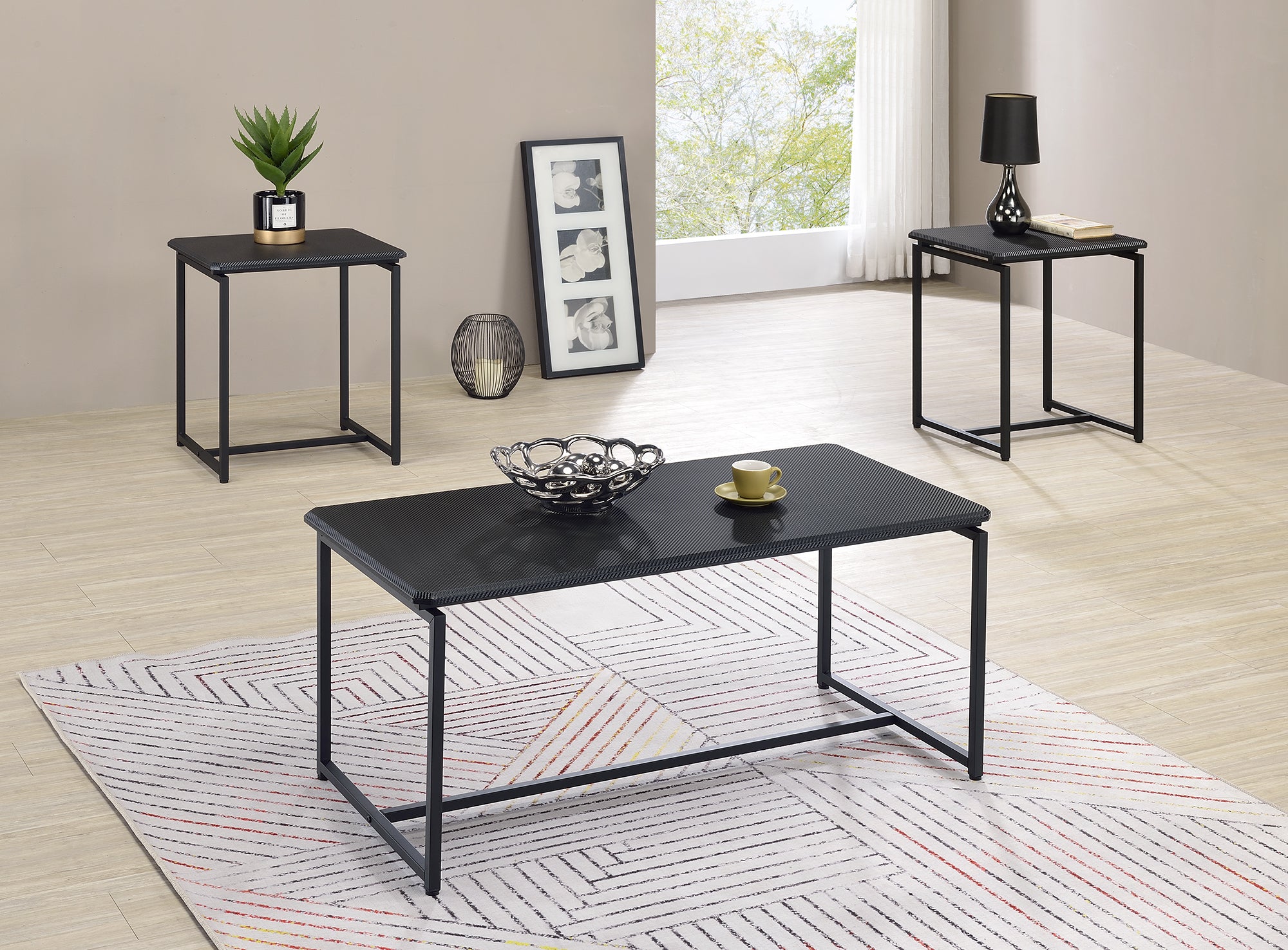 GT Black Carbon Fiber Coffee & End Table Set