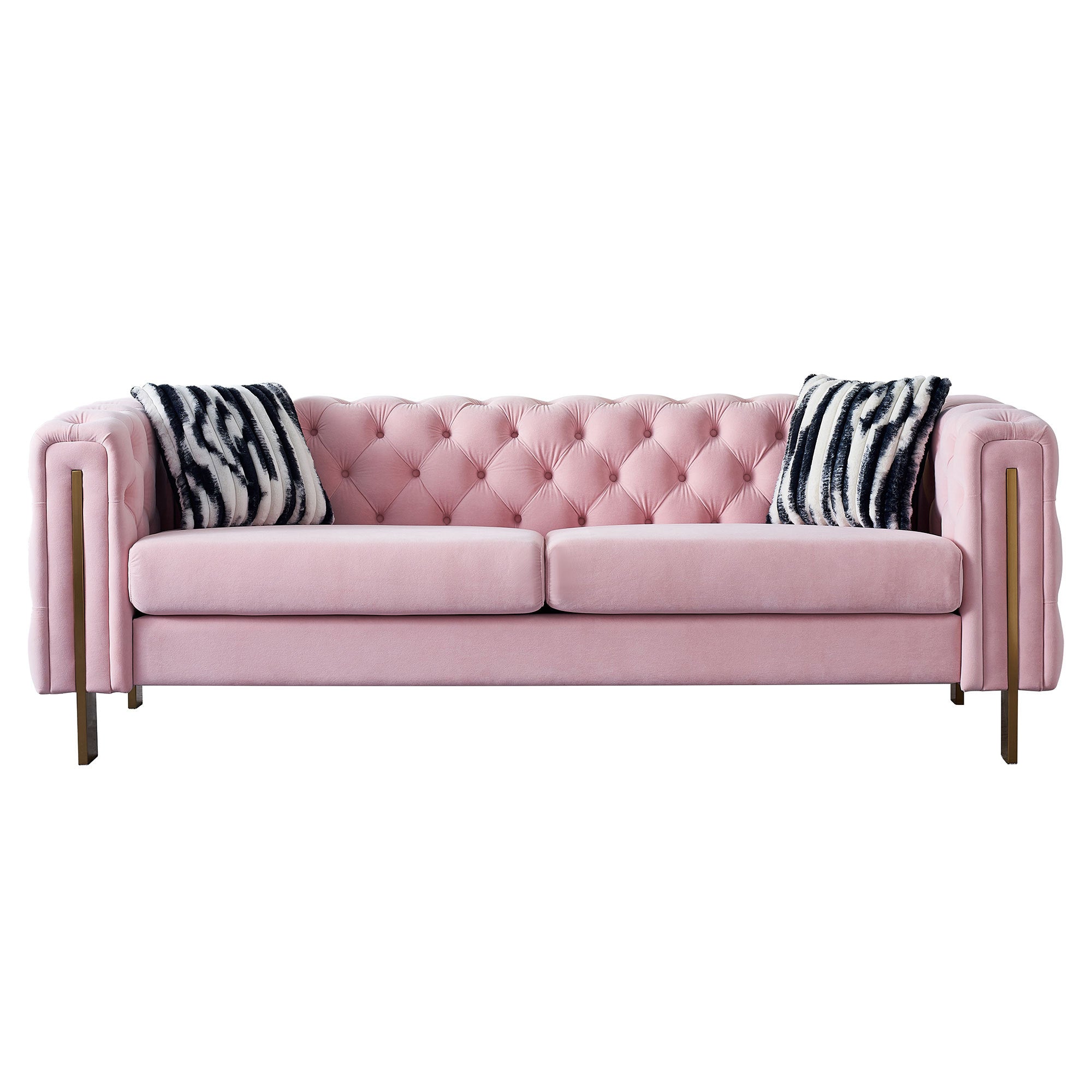 Pink Velvet Chesterfield Sofa: 84.25" Modern Couch