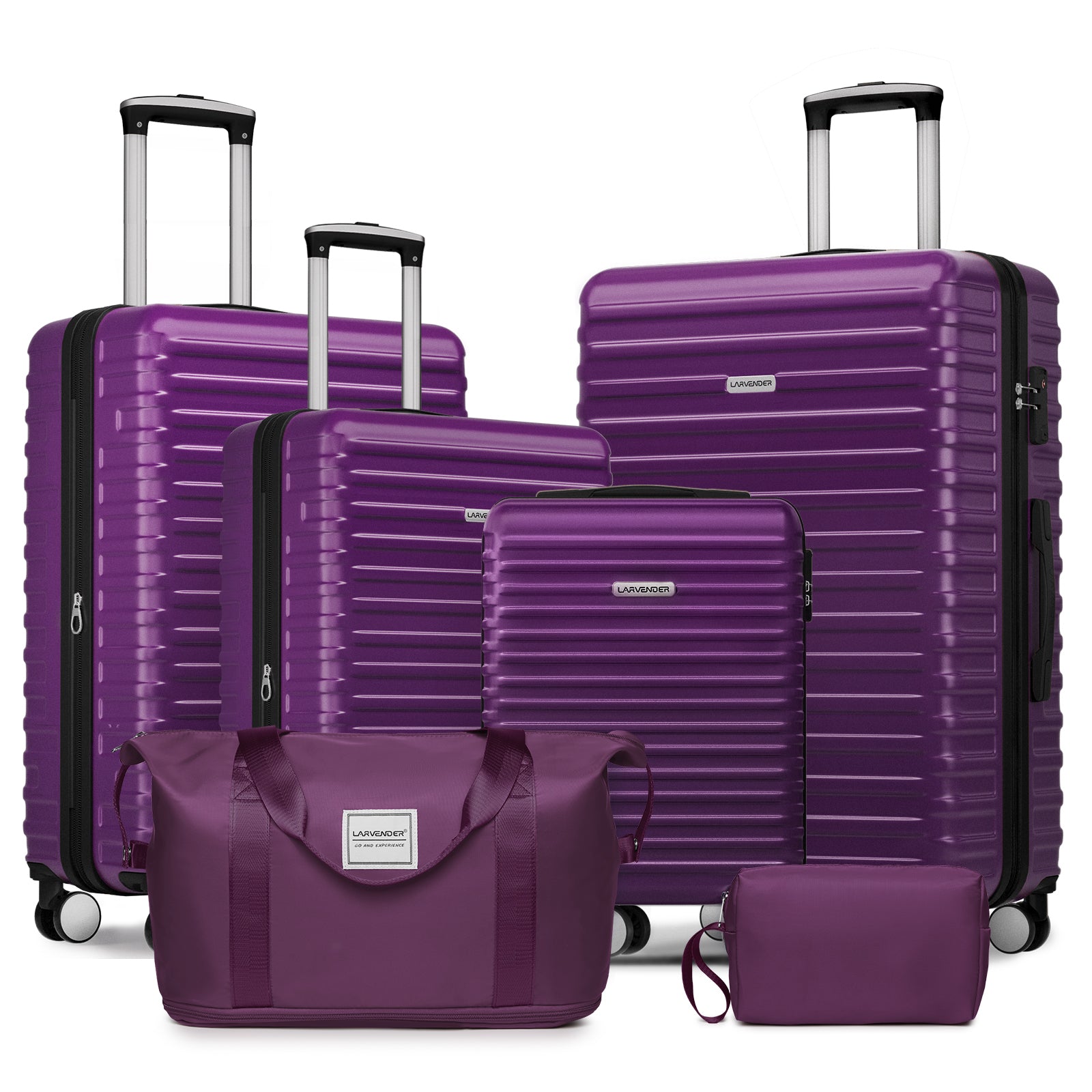 Purple 6-Piece ABS Expandable Luggage Set