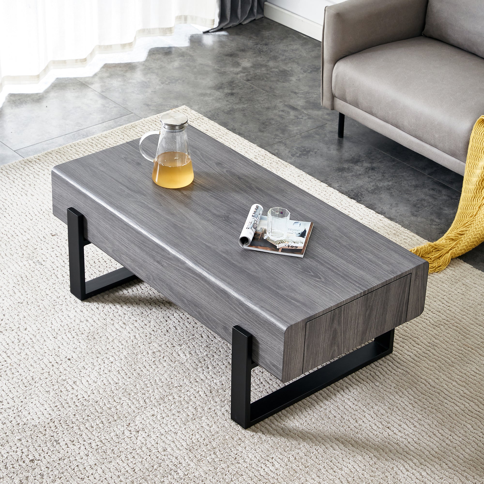 Space-Saving Coffee Table w/ Solid Wood Drawers