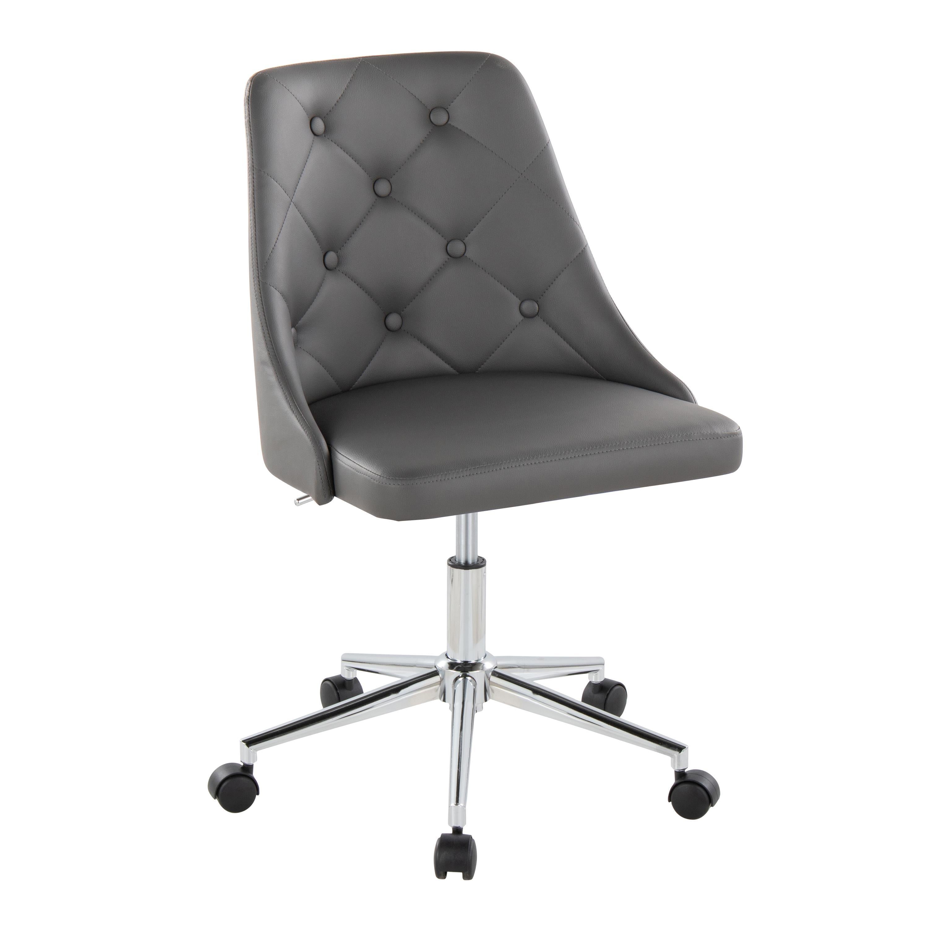 Swivel Task Chair, Chrome & Grey Faux Leather