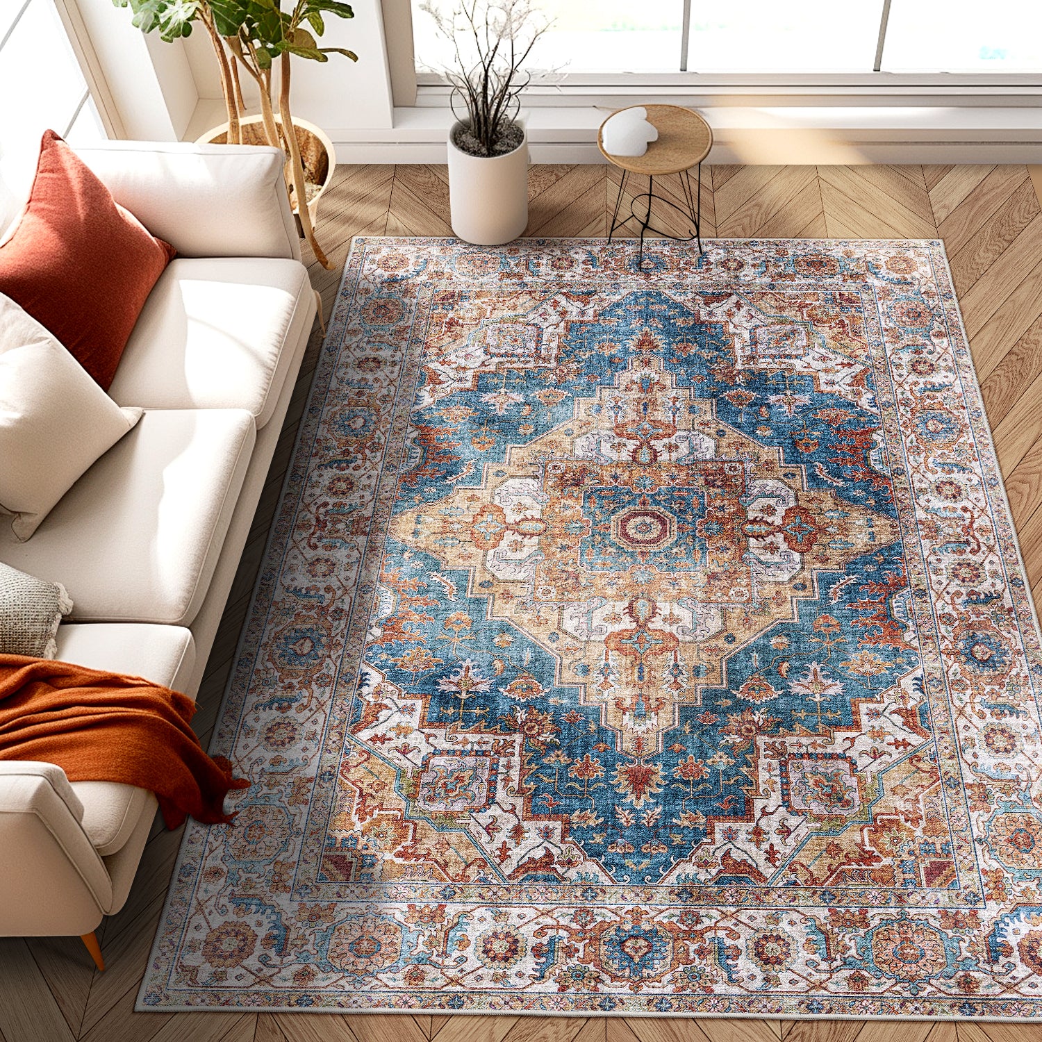 Bohemian 5x7 Area Rug: Washable, Non-Slip