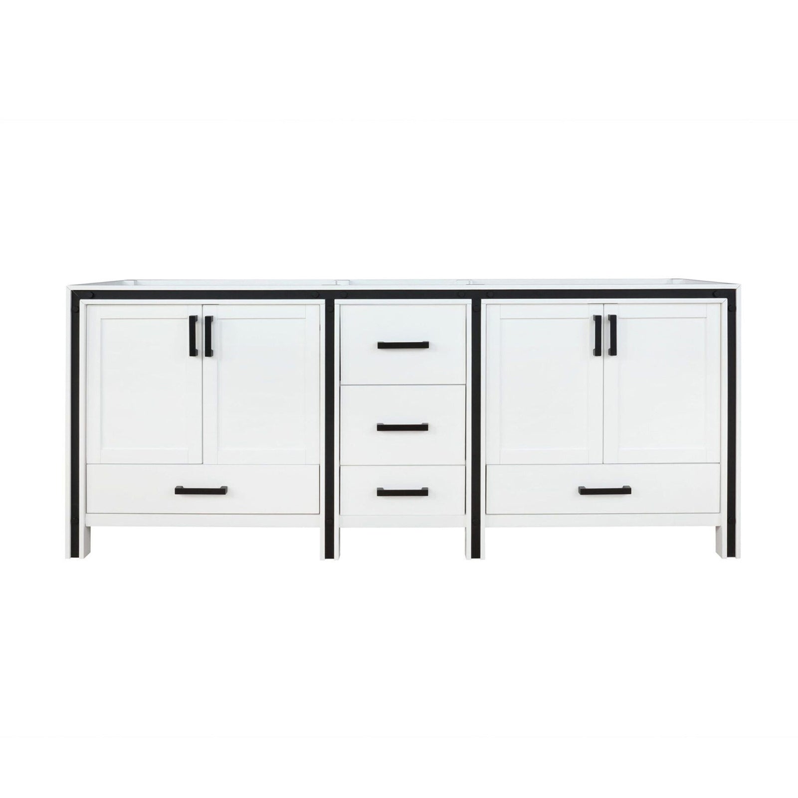 84" White Double Bathroom Vanity - 22" Deep