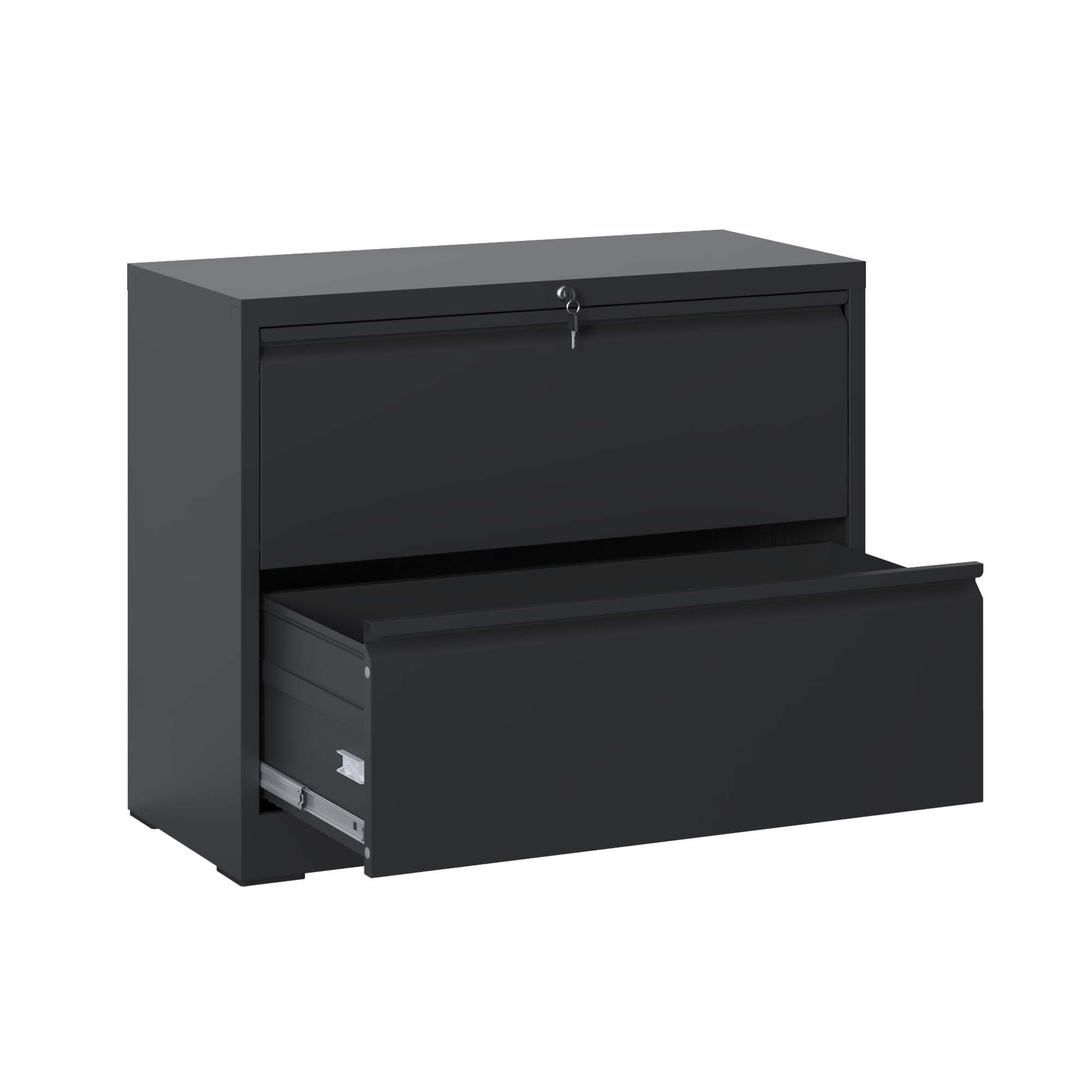 Lockable Metal File Cabinet: 2-Drawer Black