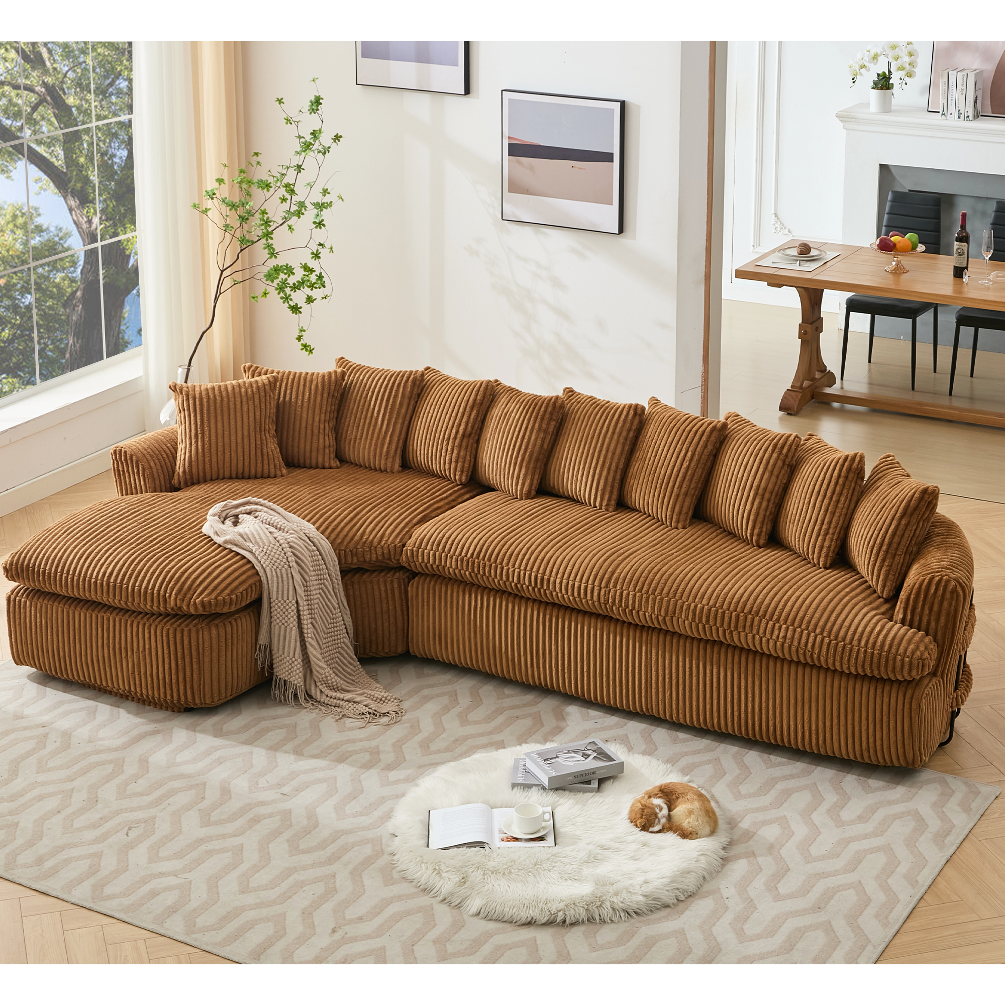 127" L-Shaped Sectional Sofa: No Assembly