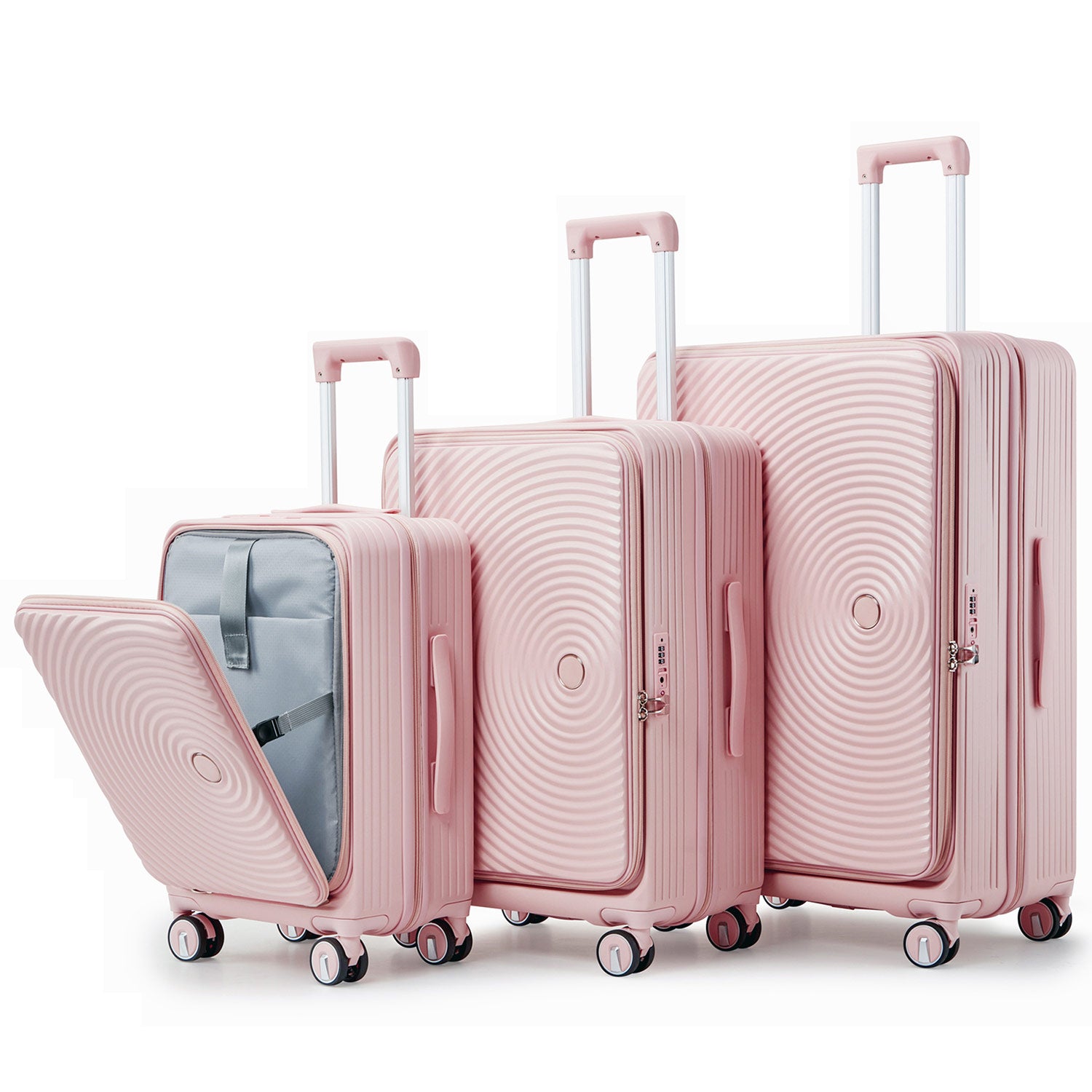 Expandable Luggage Set: 3-Piece Hard Shell Suitcase