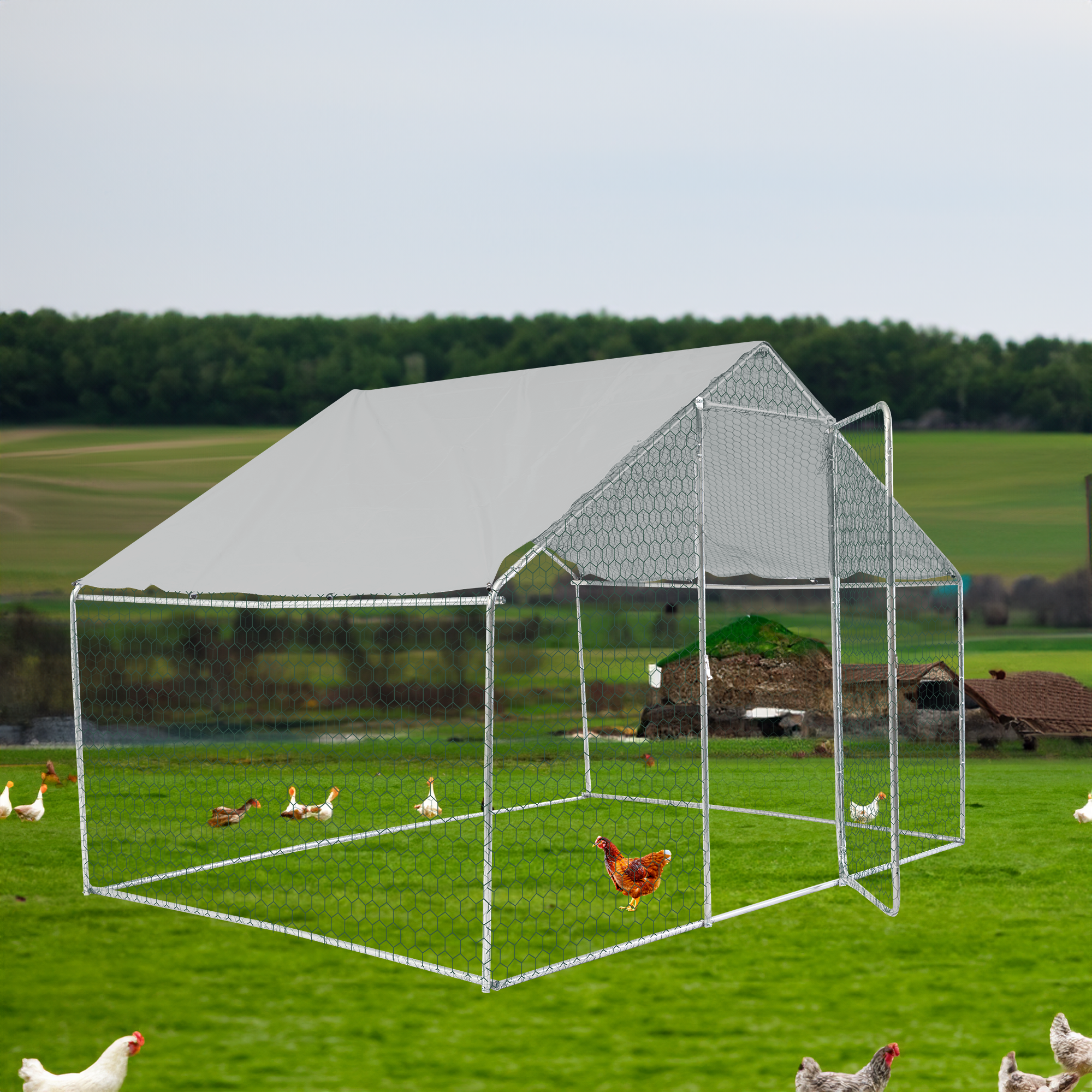 Metal Chicken Coop 10x6x6ft - XPT033