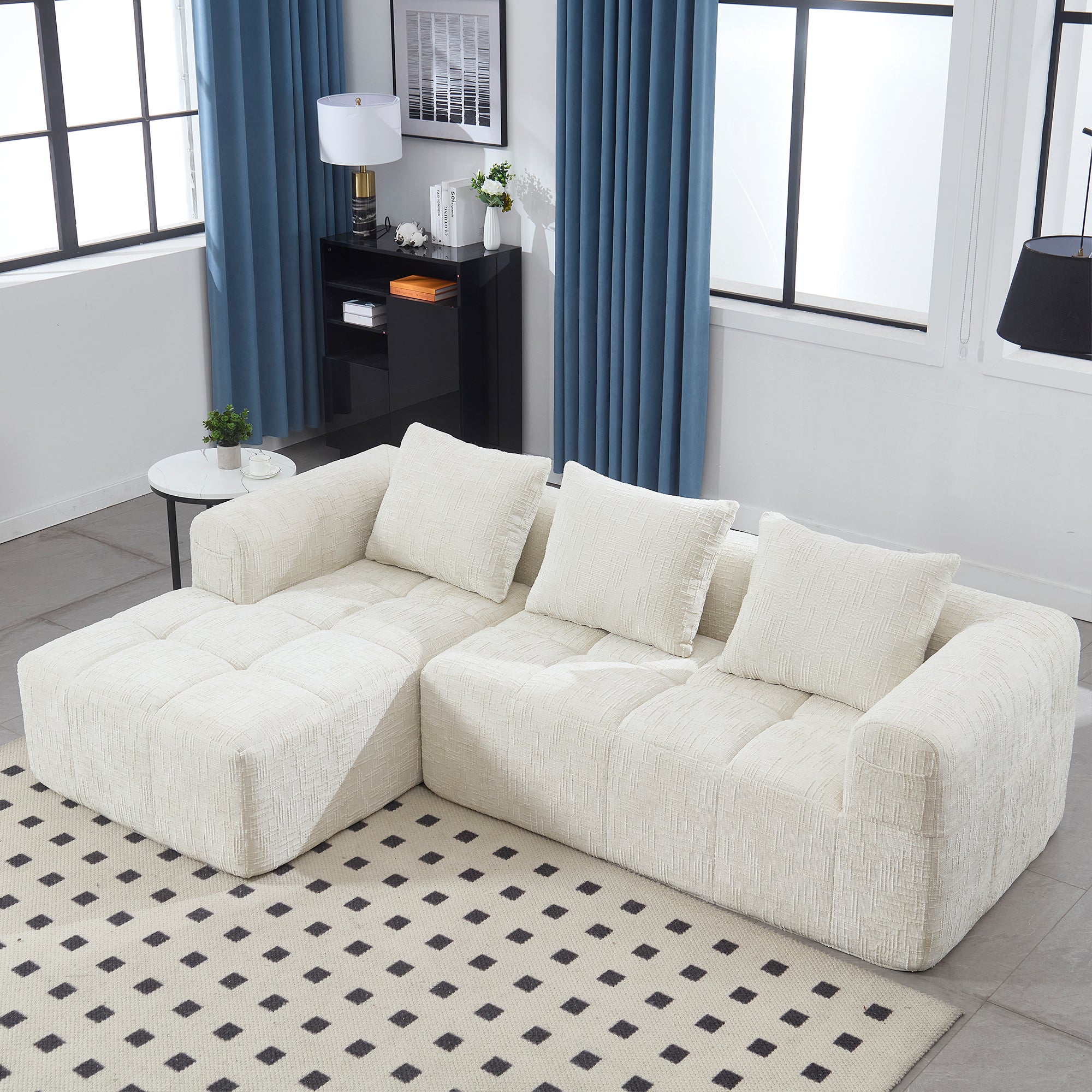 Modular Sectional Sofa: 98" L-Shaped Chaise