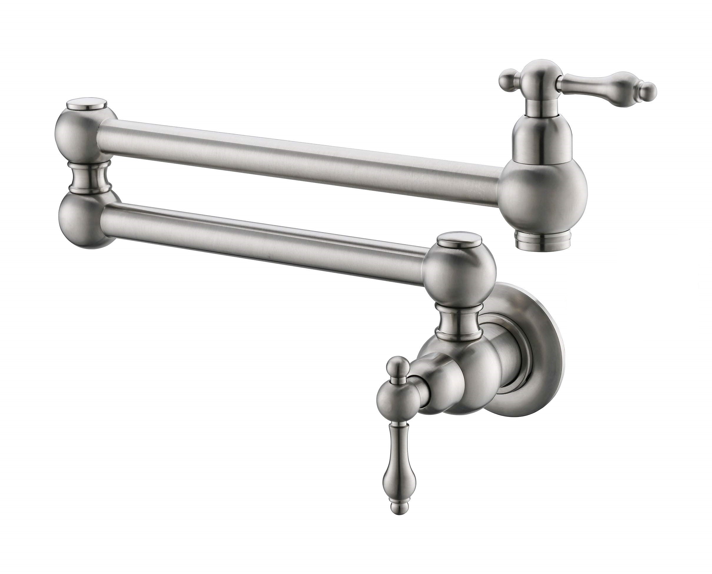 Brushed Nickel Pot Filler Faucet with Swing Arms