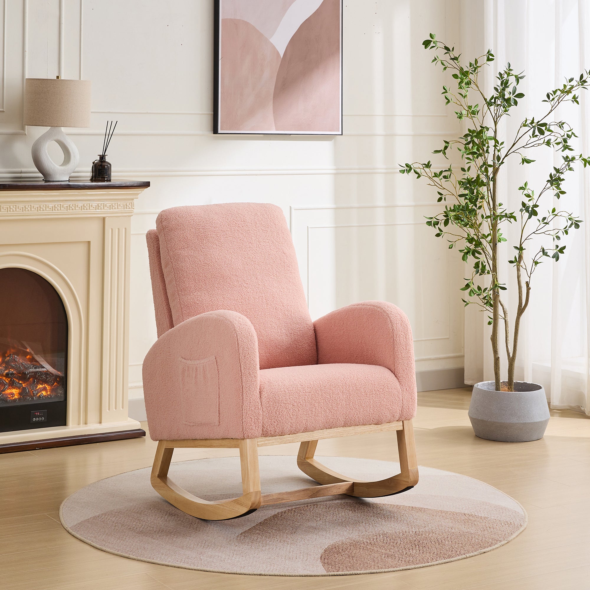 Pink Sherpa Rocking Chair: Nursery & Living Room