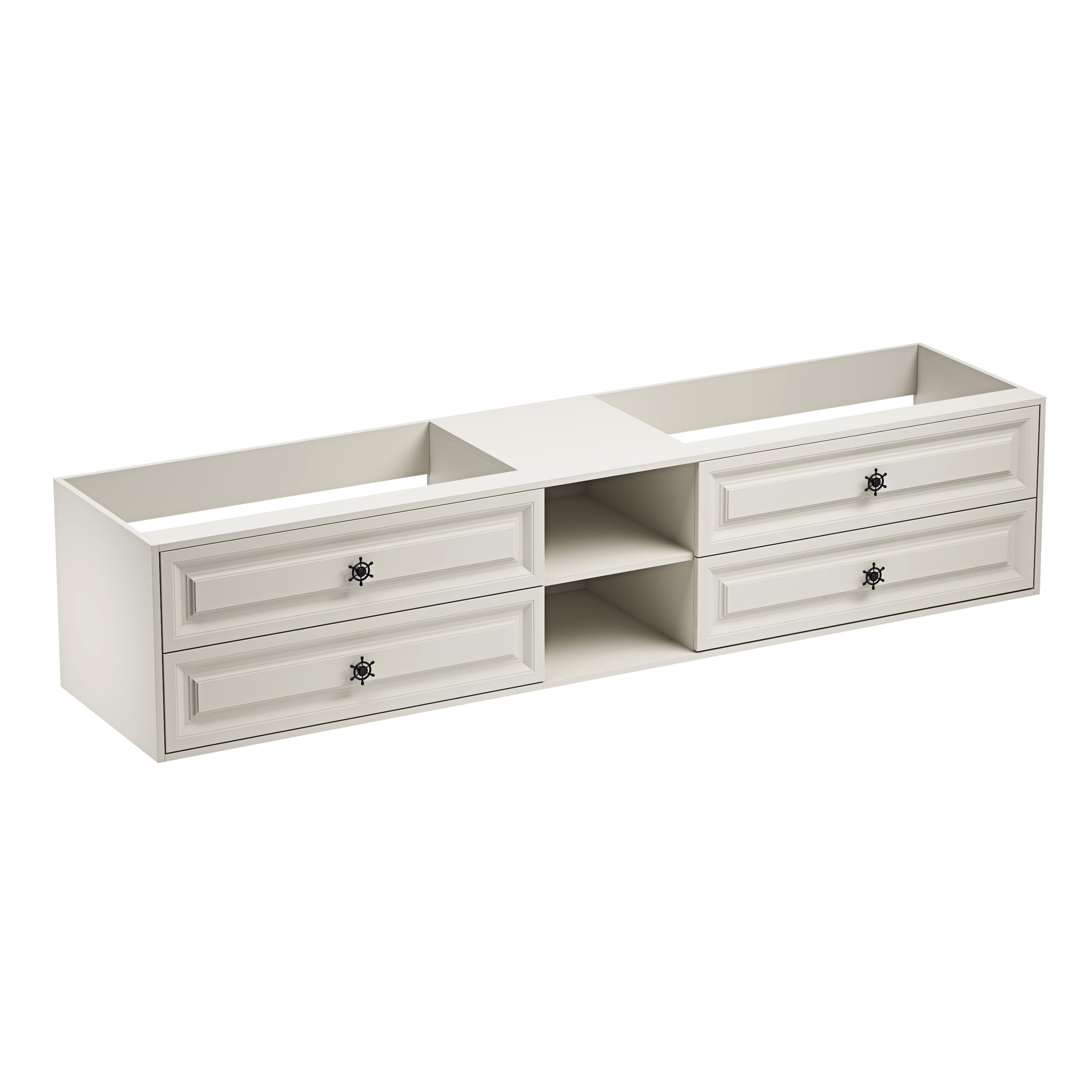 96" Double Sink Vanity Cabinet (No Top/Sinks)