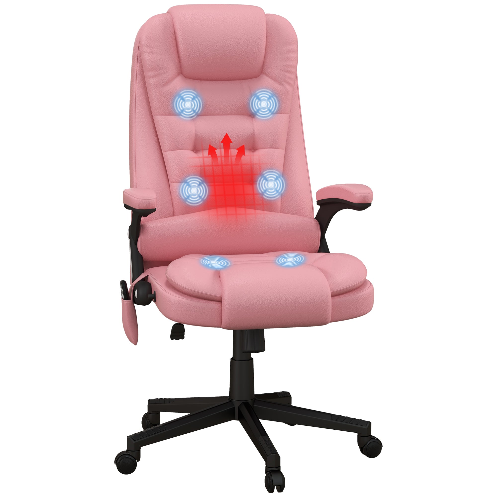 Vibrating Massage Office Chair, Heated Reclining, Pink