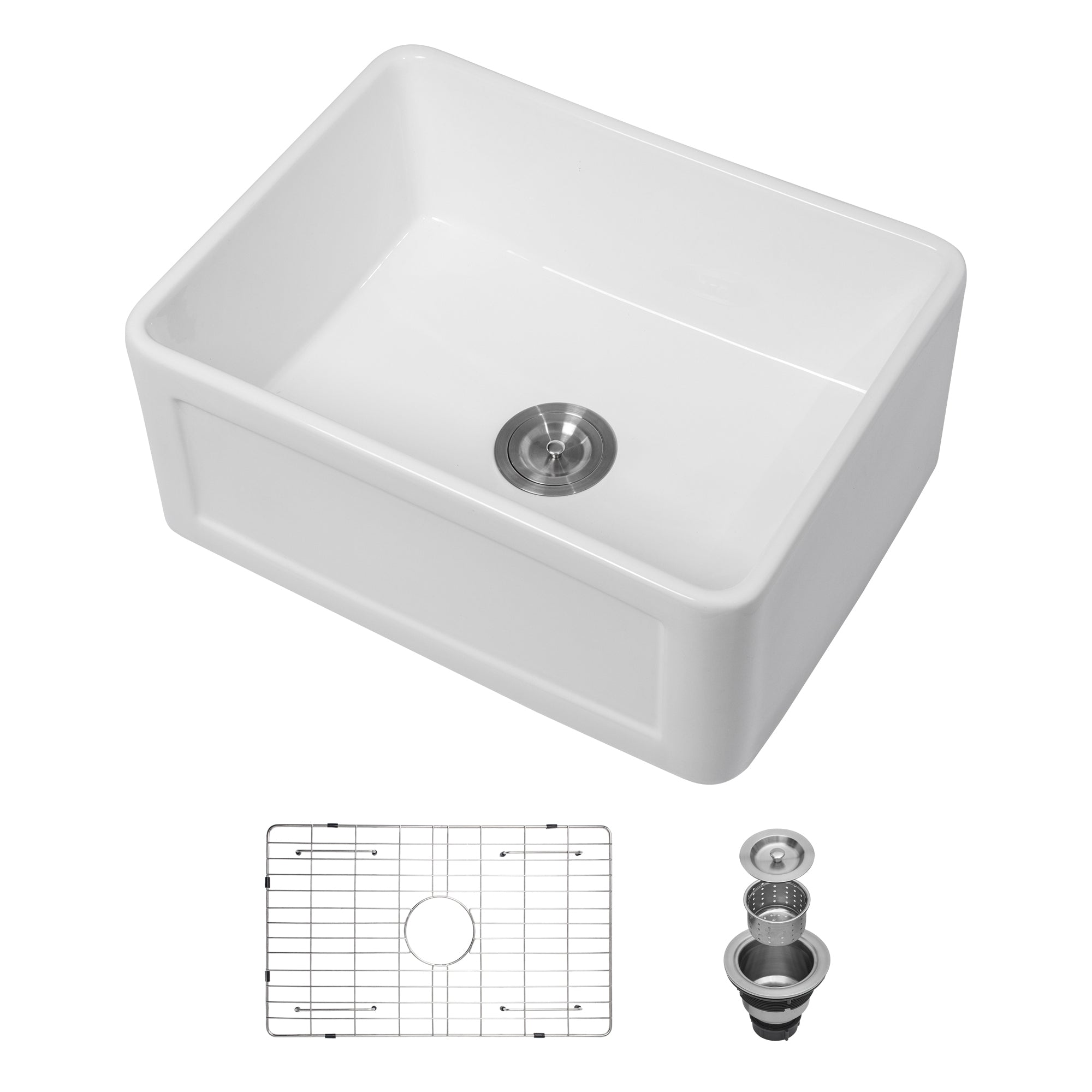 Farmhouse Kitchen Sink: 24" Ceramic White