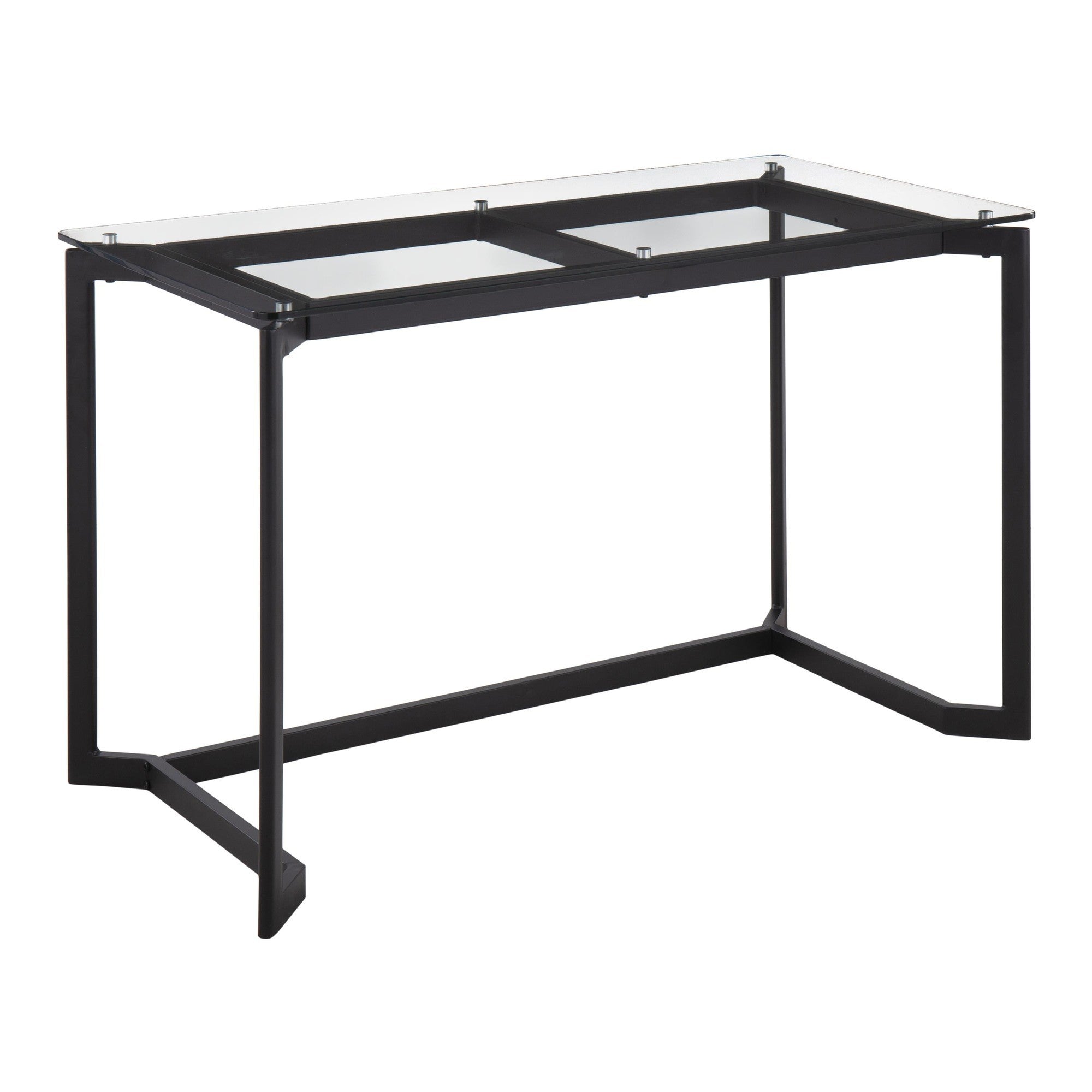LumiSource Masters Desk: Modern Black Steel & Glass Office Desk