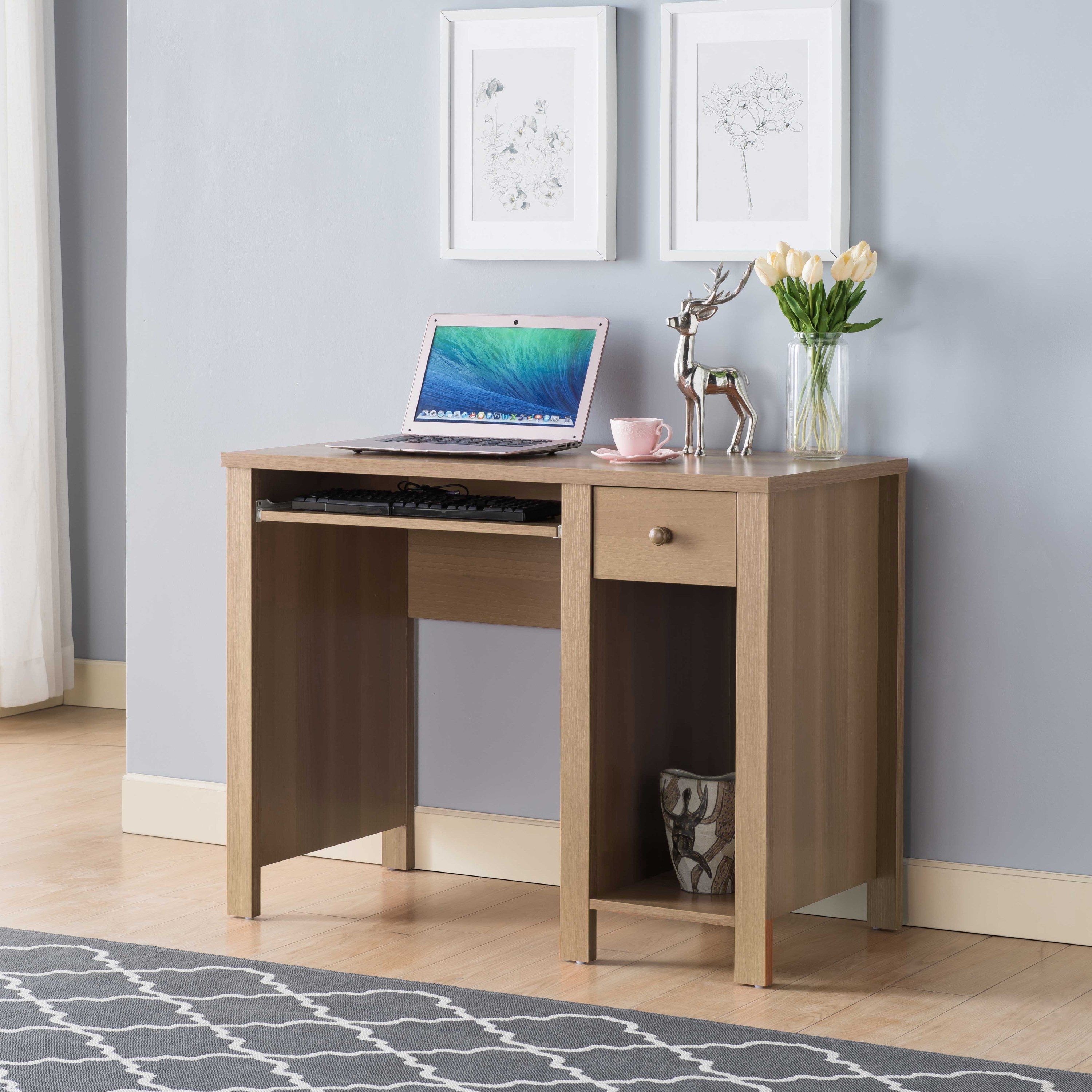 Compact Student Desk, 39"W, Dark Taupe Brown