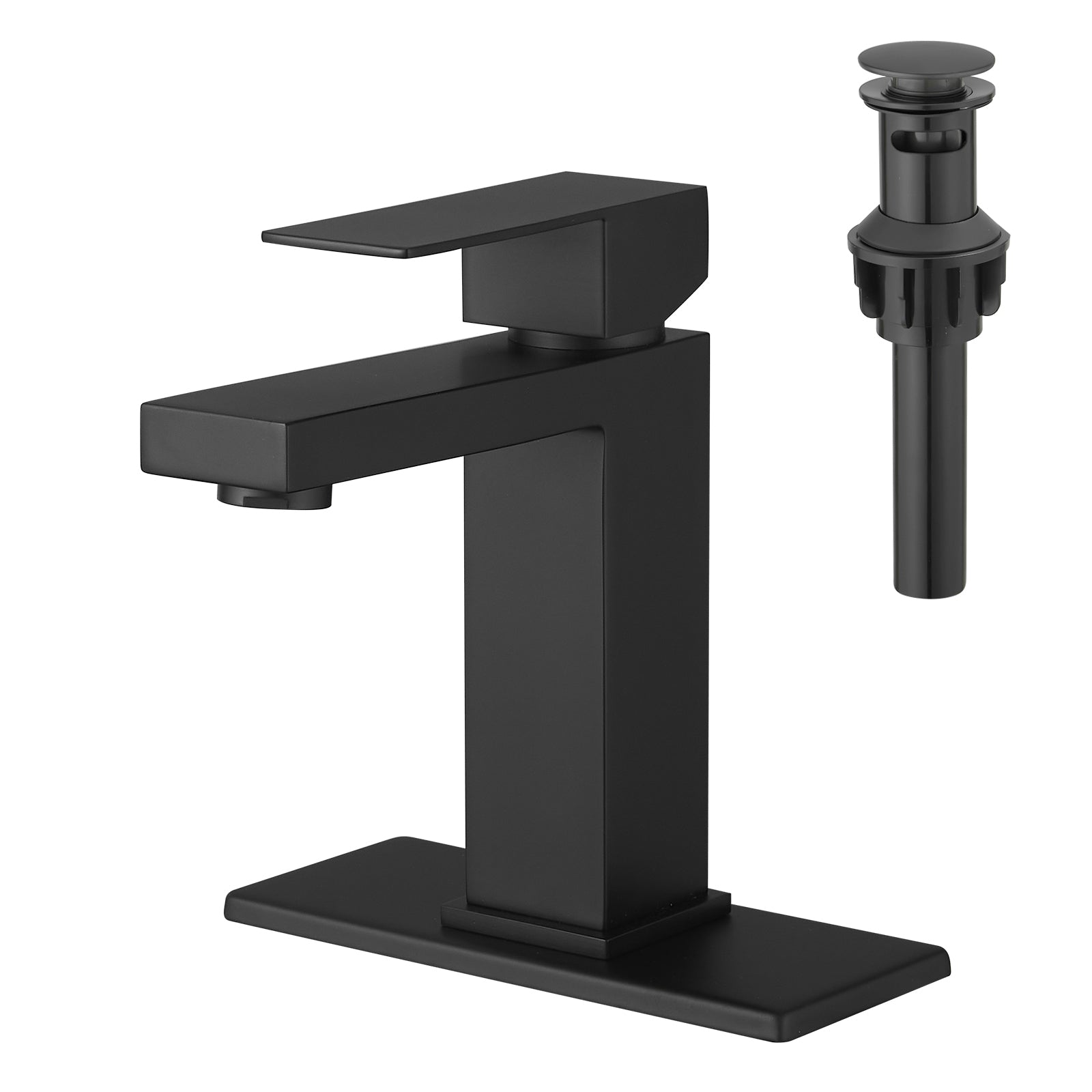 Black Waterfall Bathroom Sink Faucet with Pop-Up Drain