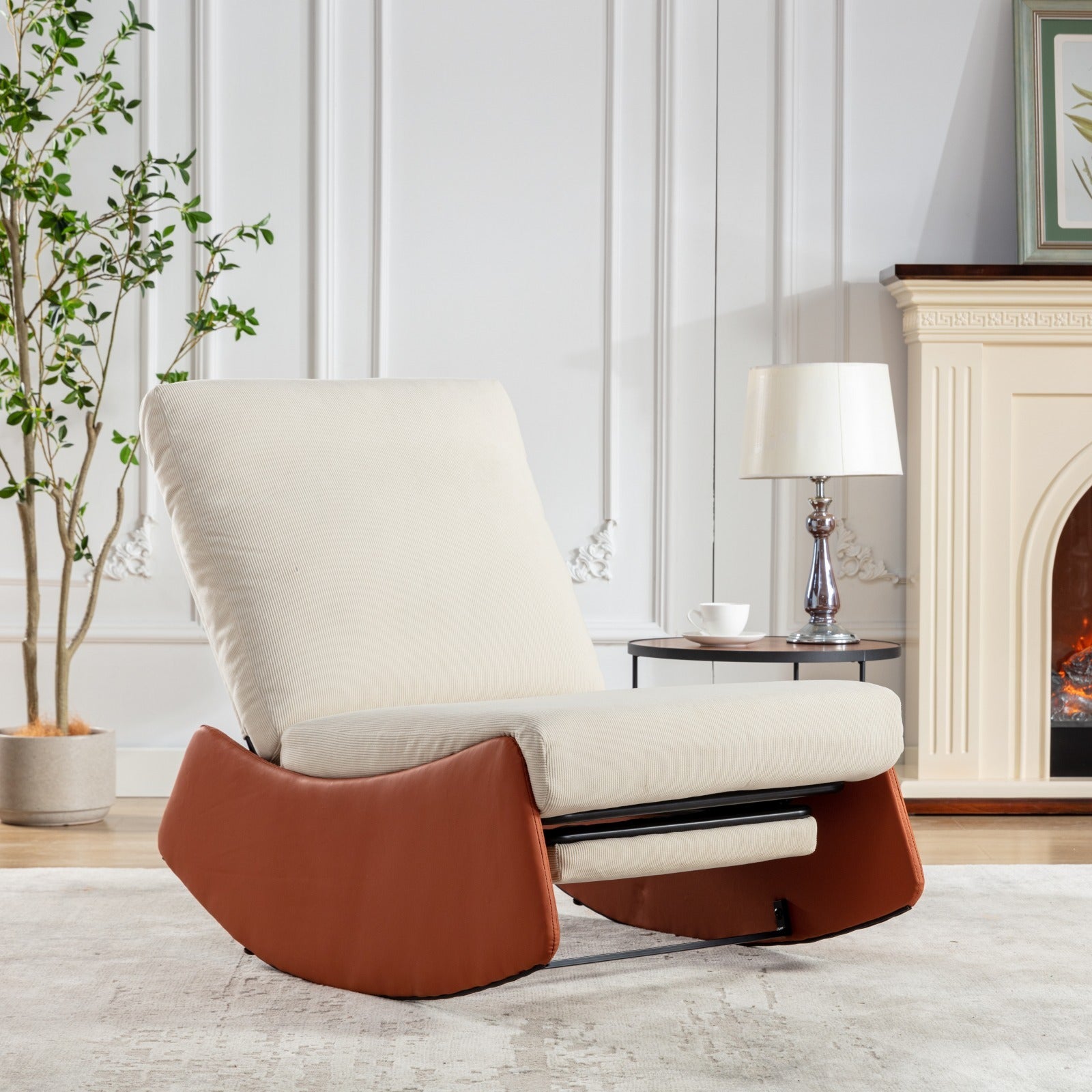 Modern Rocking Recliner Chair: Orange Comfort