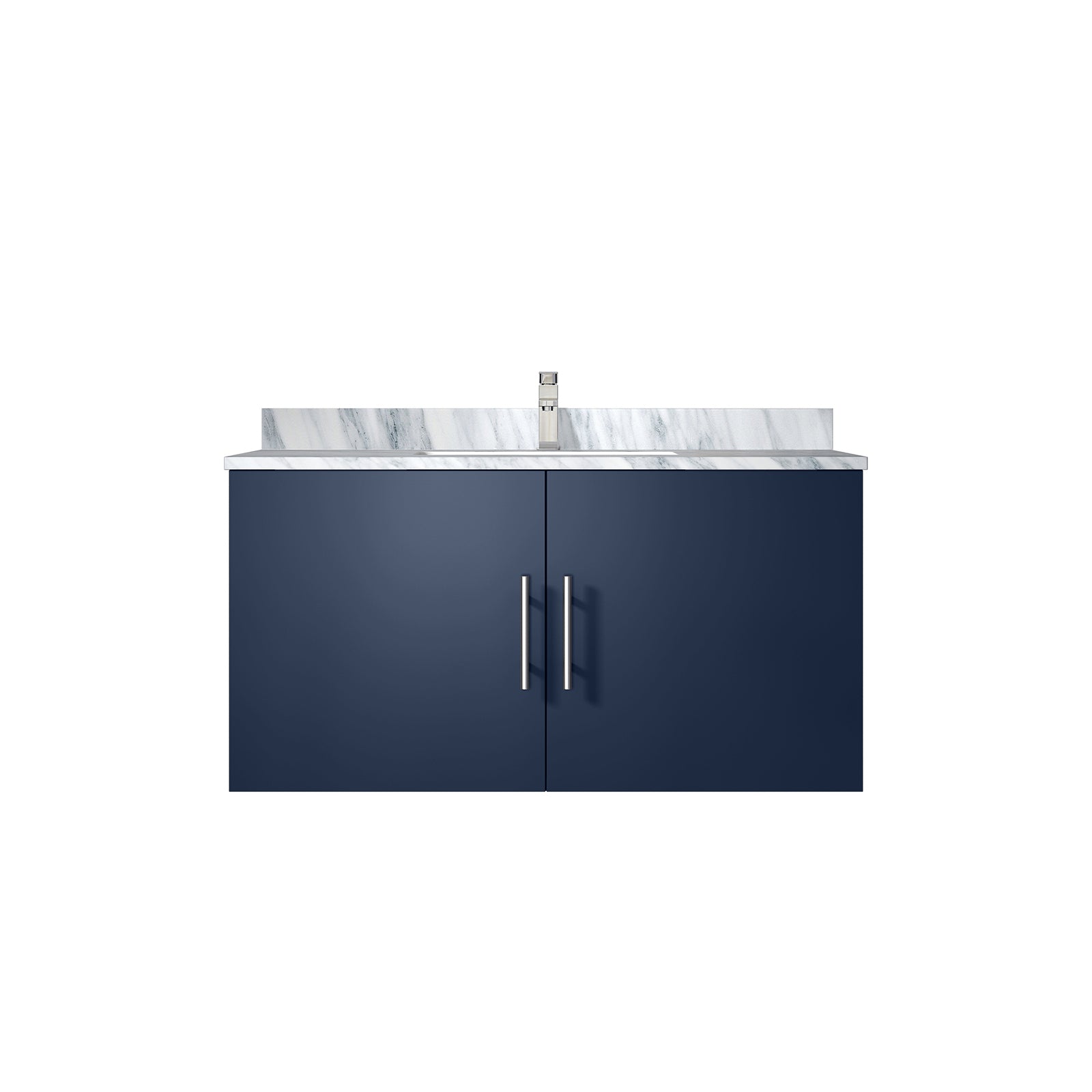 Navy Blue 36" Bath Vanity: Carrara Marble Top
