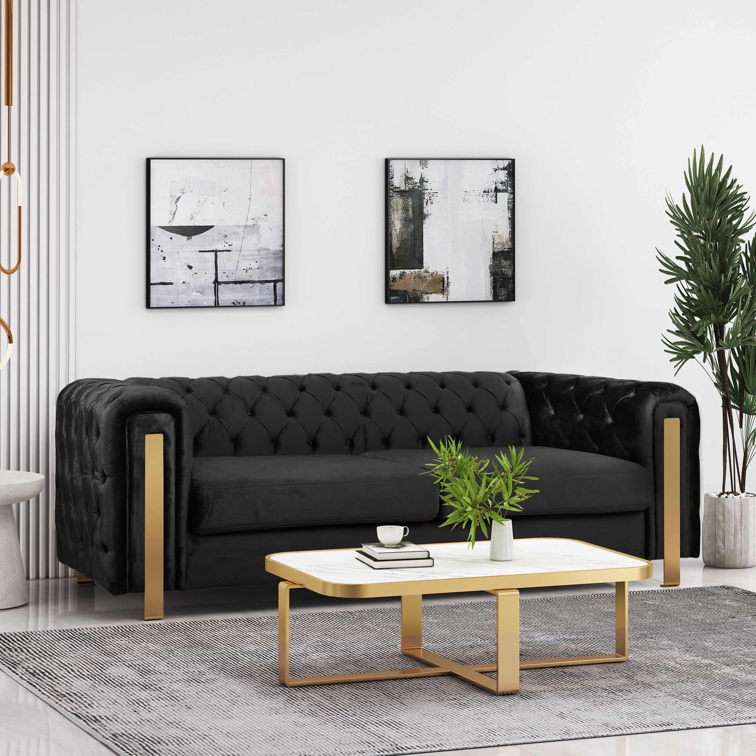 Mirod Comfy 3-Seat Sofa: Modern Tufted Living Room