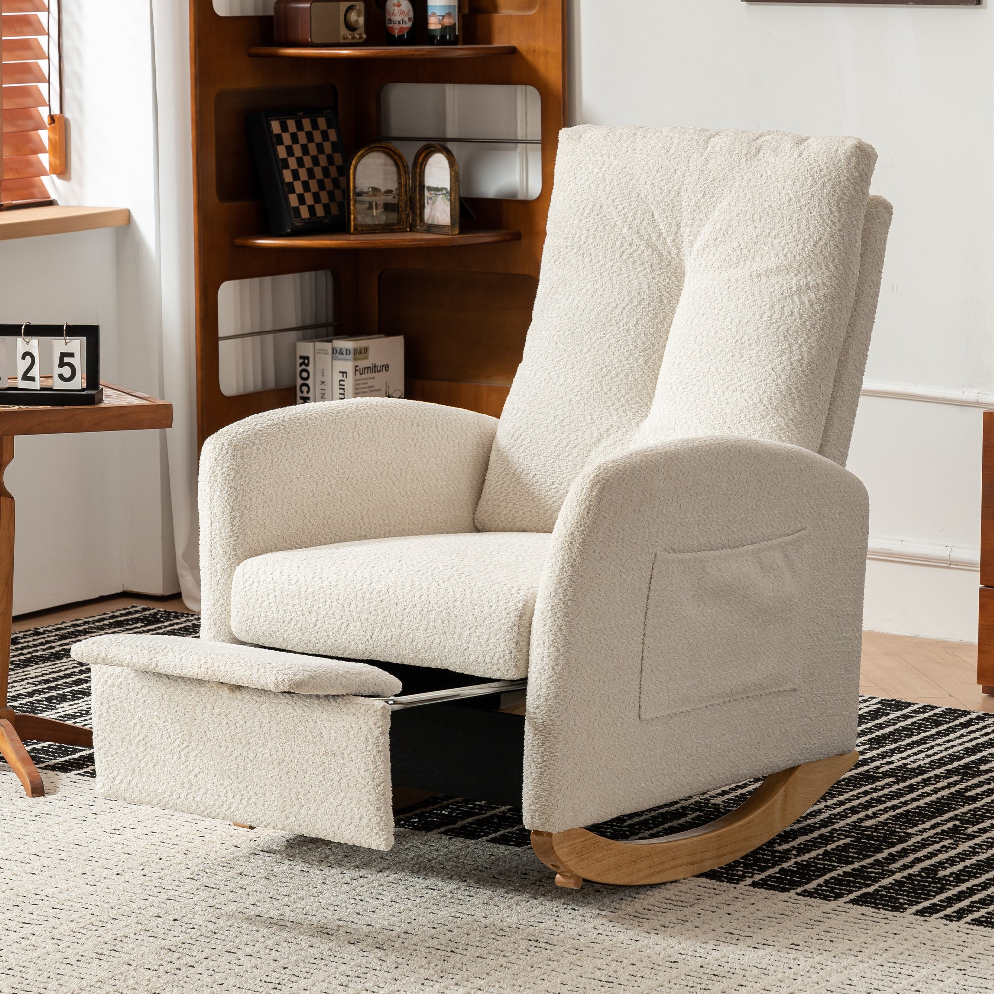 Luxury Rocking Chair w/ Footrest & High Back