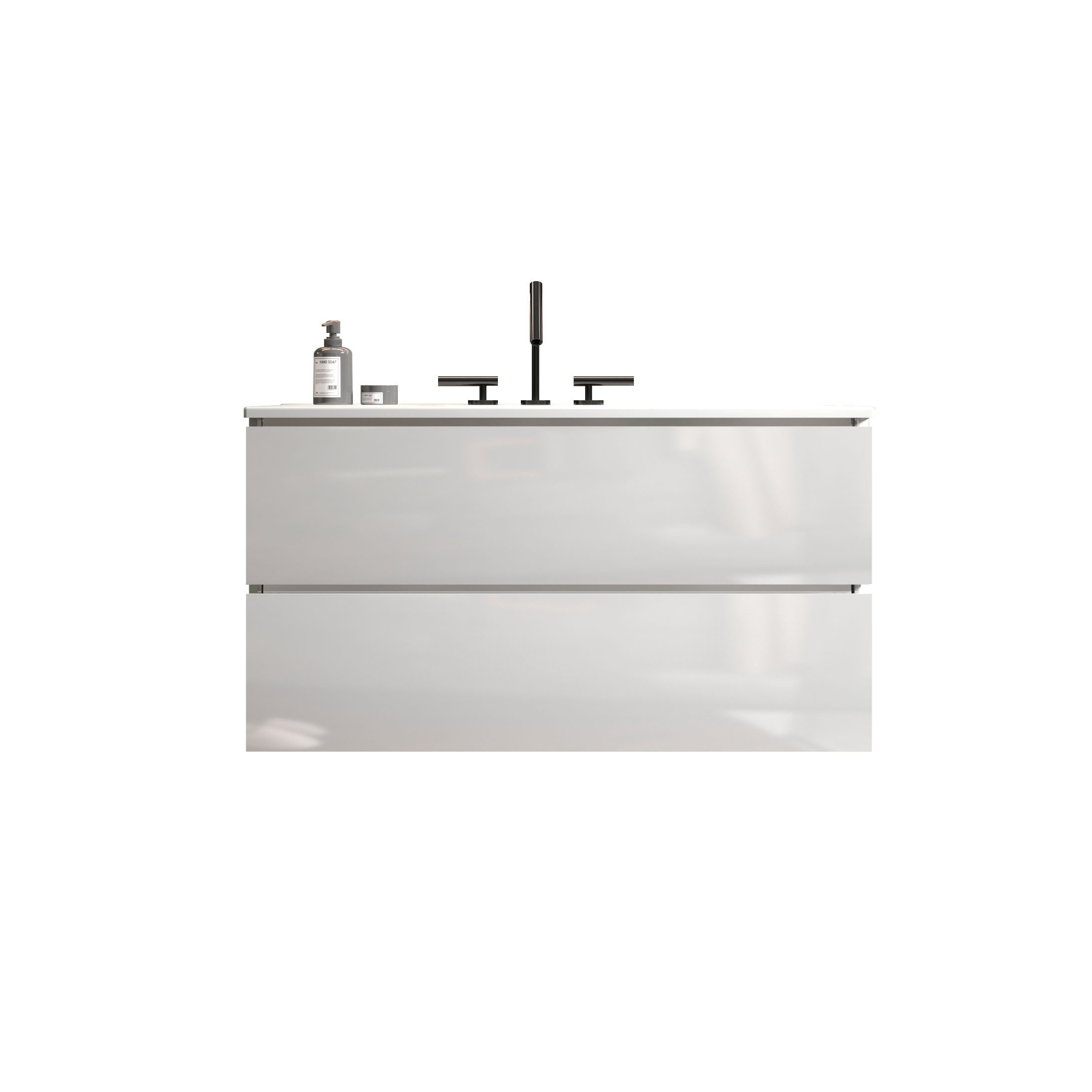 70-Character Title: Glossy White Floating Vanity w/ Ceramic Sink