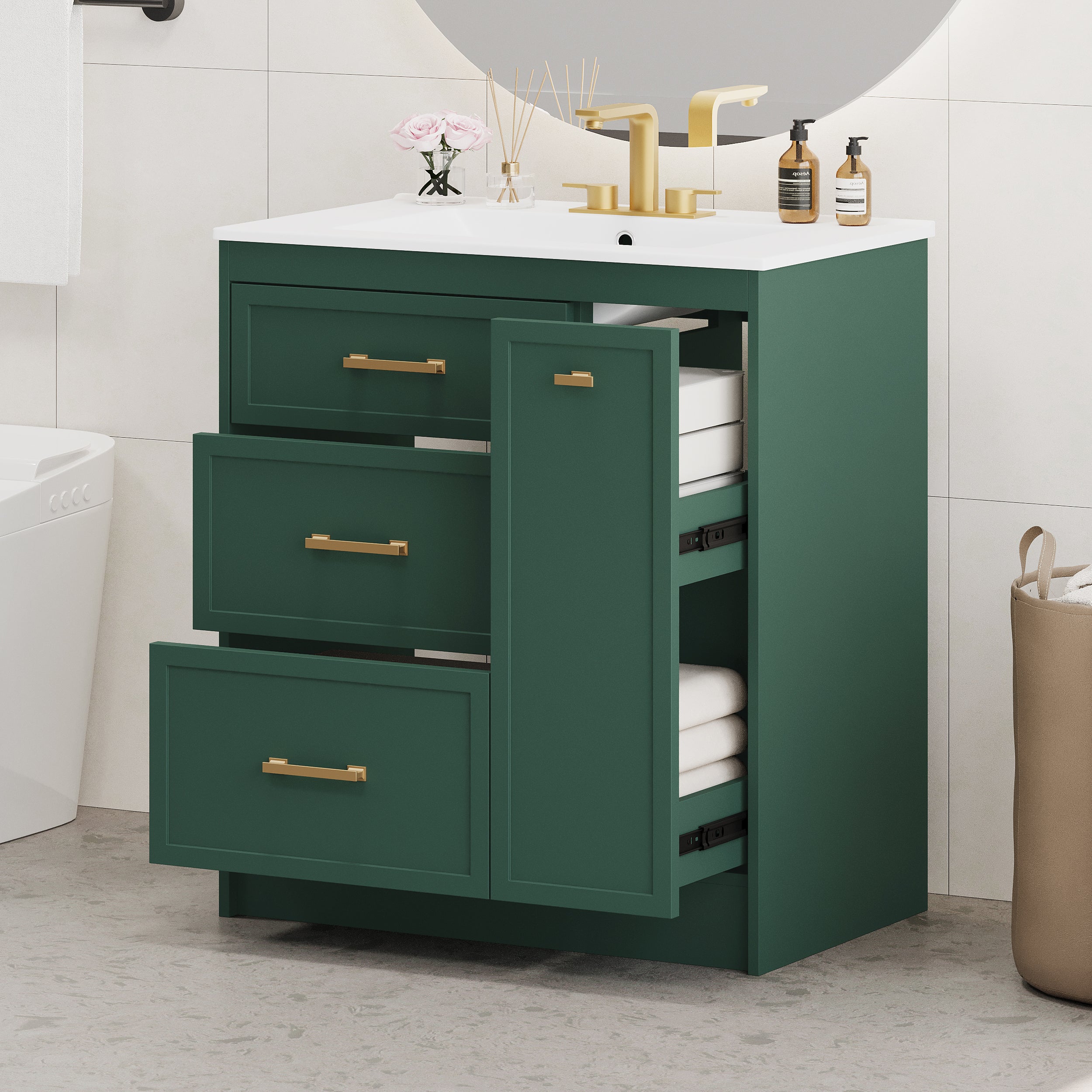 Forest Green Vanity Set: 30" Classic Style