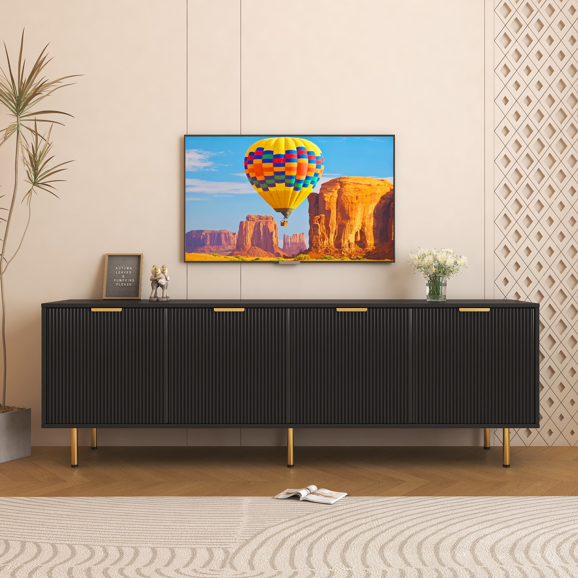 Modern Black TV Stand for 80 Inch TVs | Living Room & Bedroom