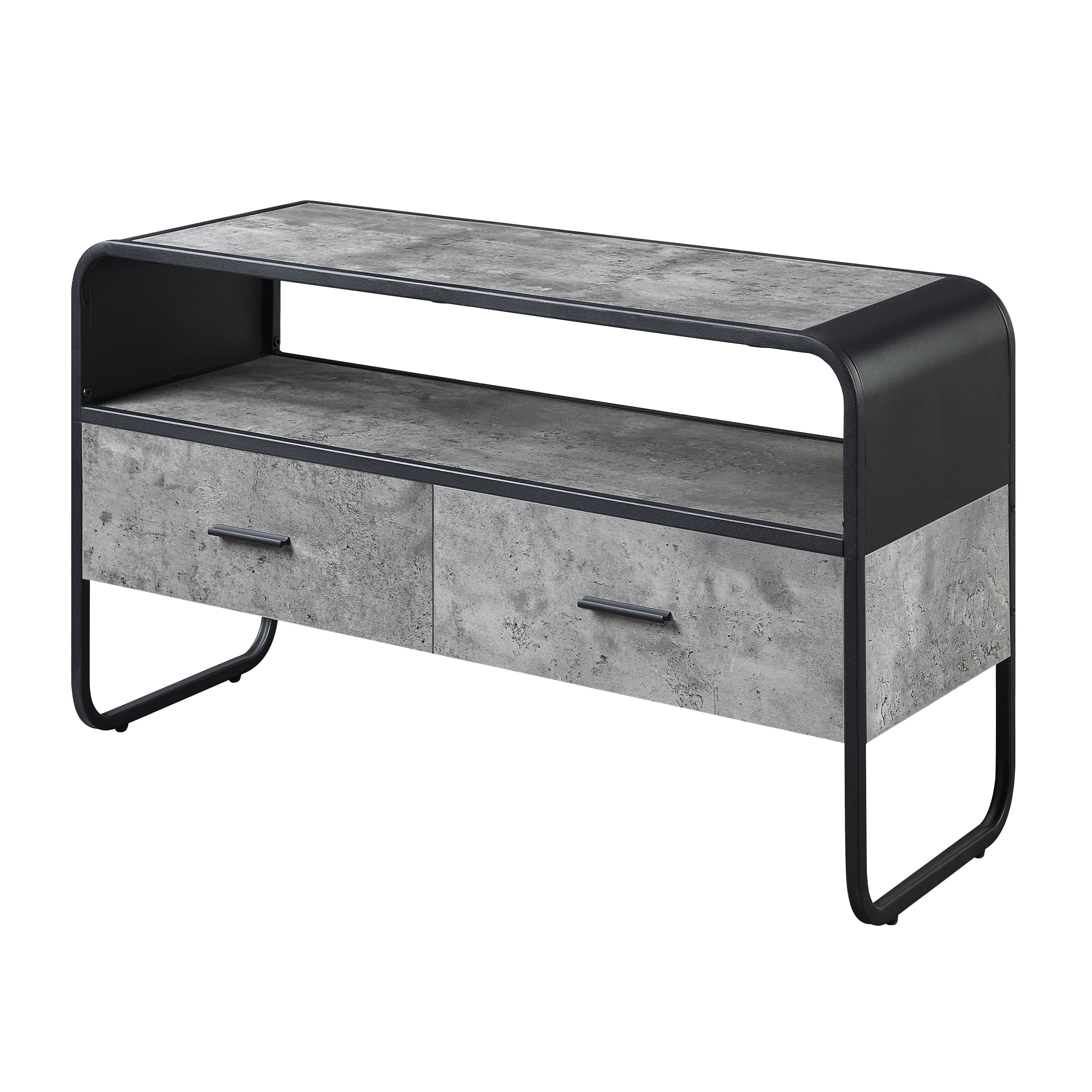 Modern Grey & Black 2-Drawer TV Stand | Sleek Entertainment Center