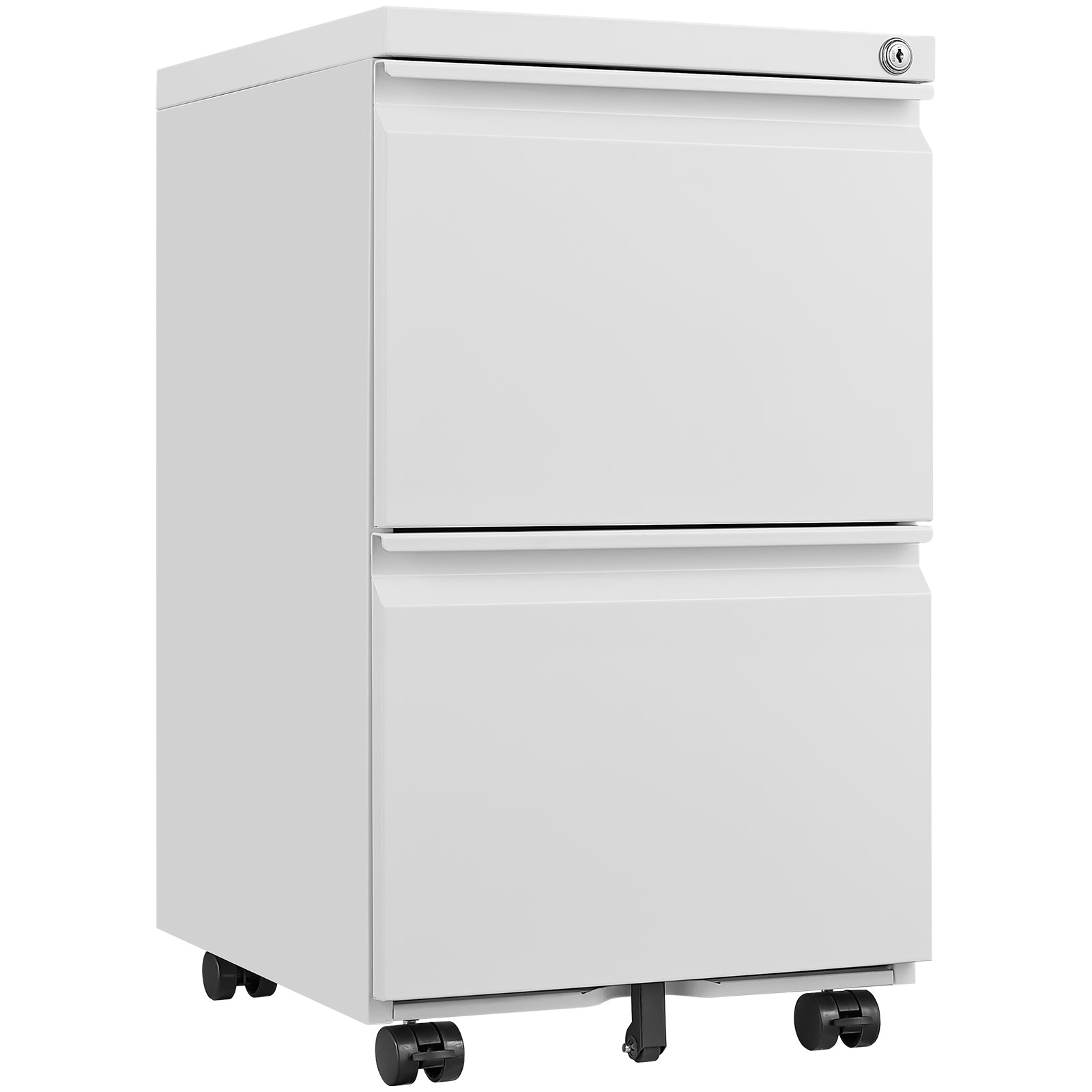 White Metal Mobile File Cabinet w/ Lock