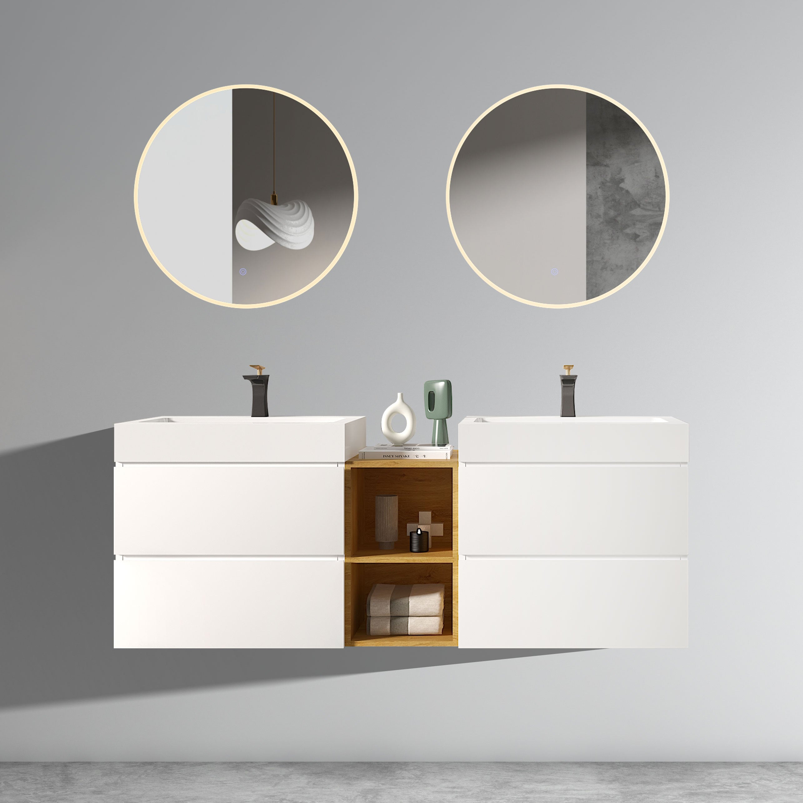Alice 60" White Floating Double Vanity