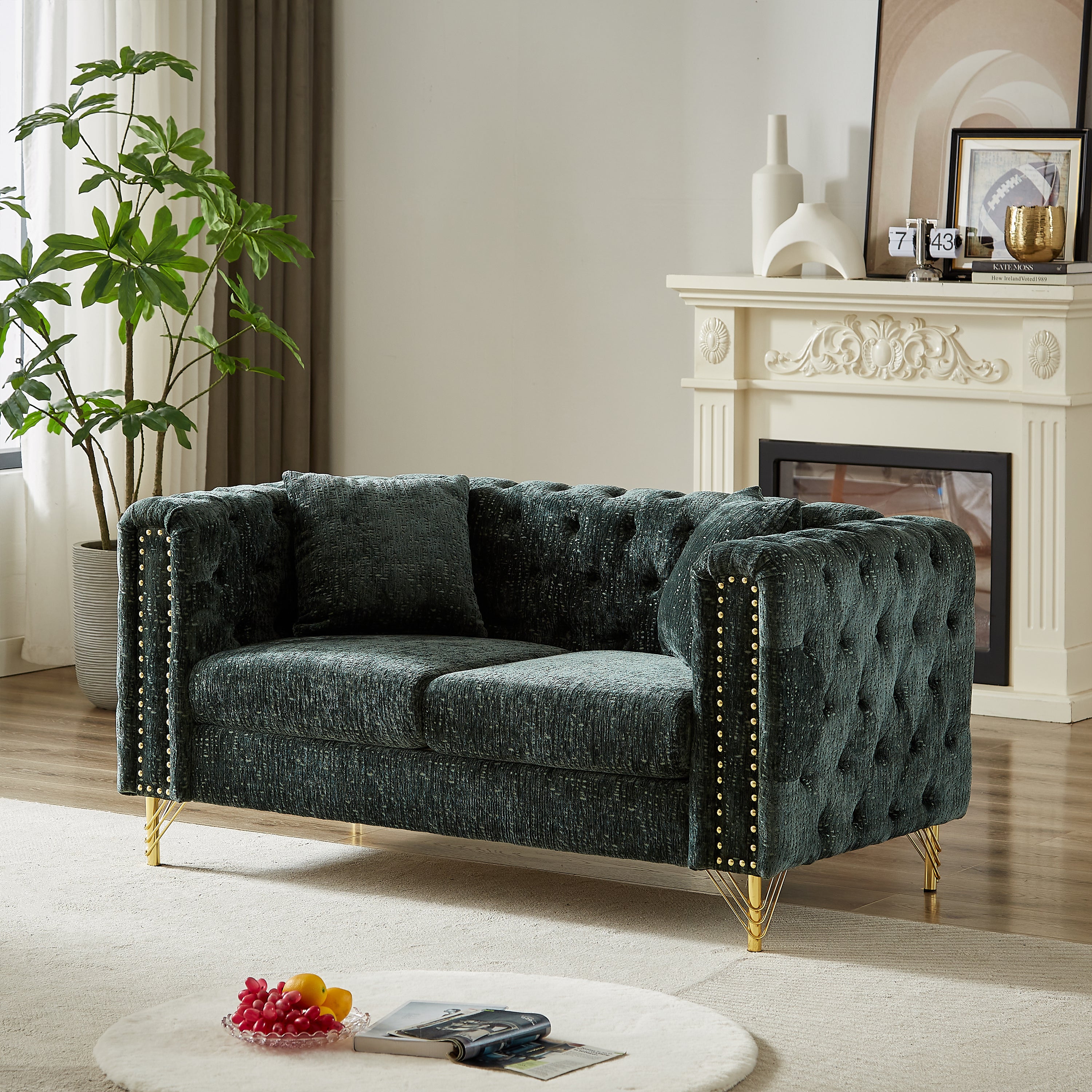 60" Chenille Sofa: Modern Tufted Couch