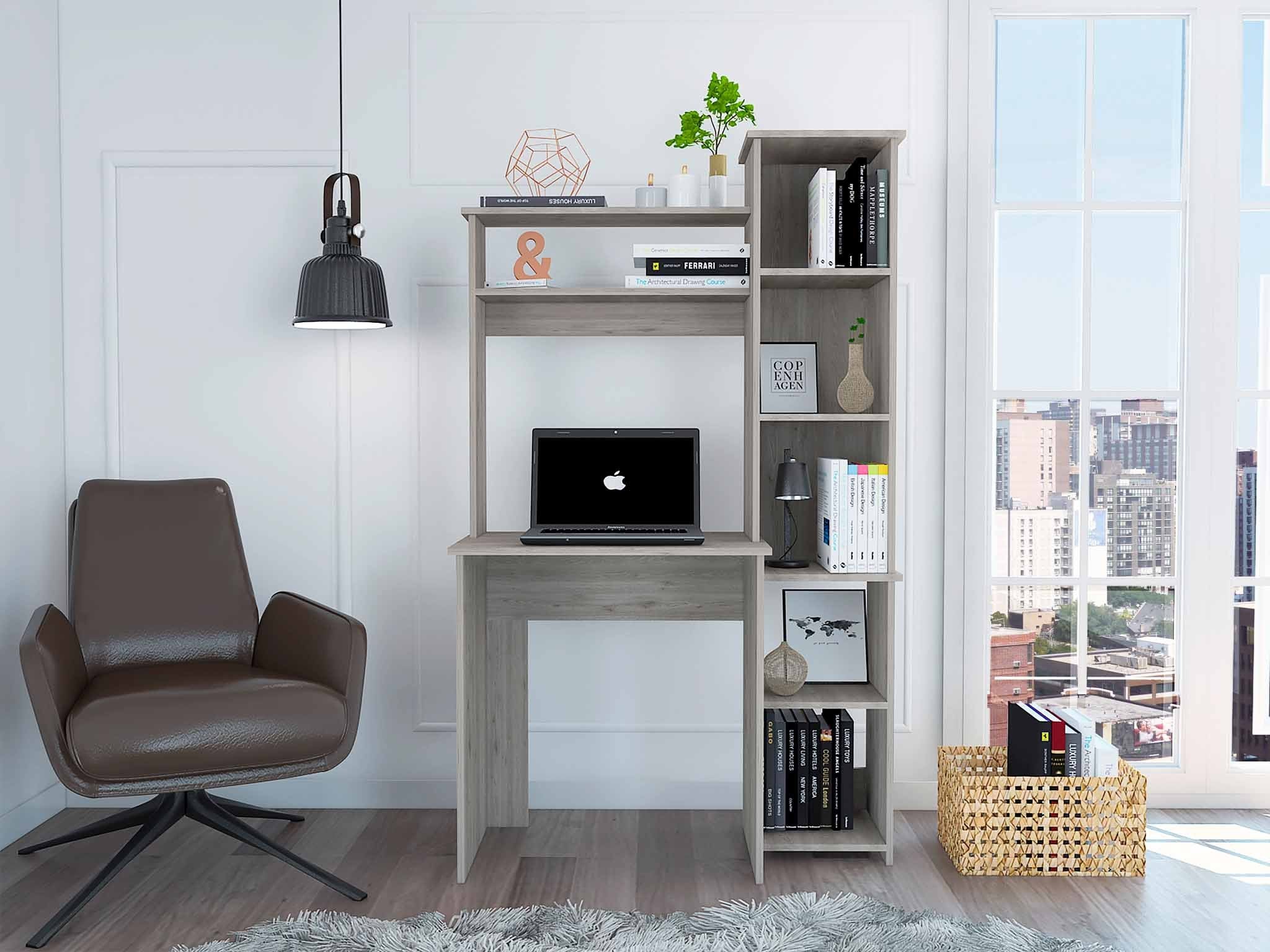 Nashville Writing Desk w/ 6 Shelves | Modern Home Office Desk