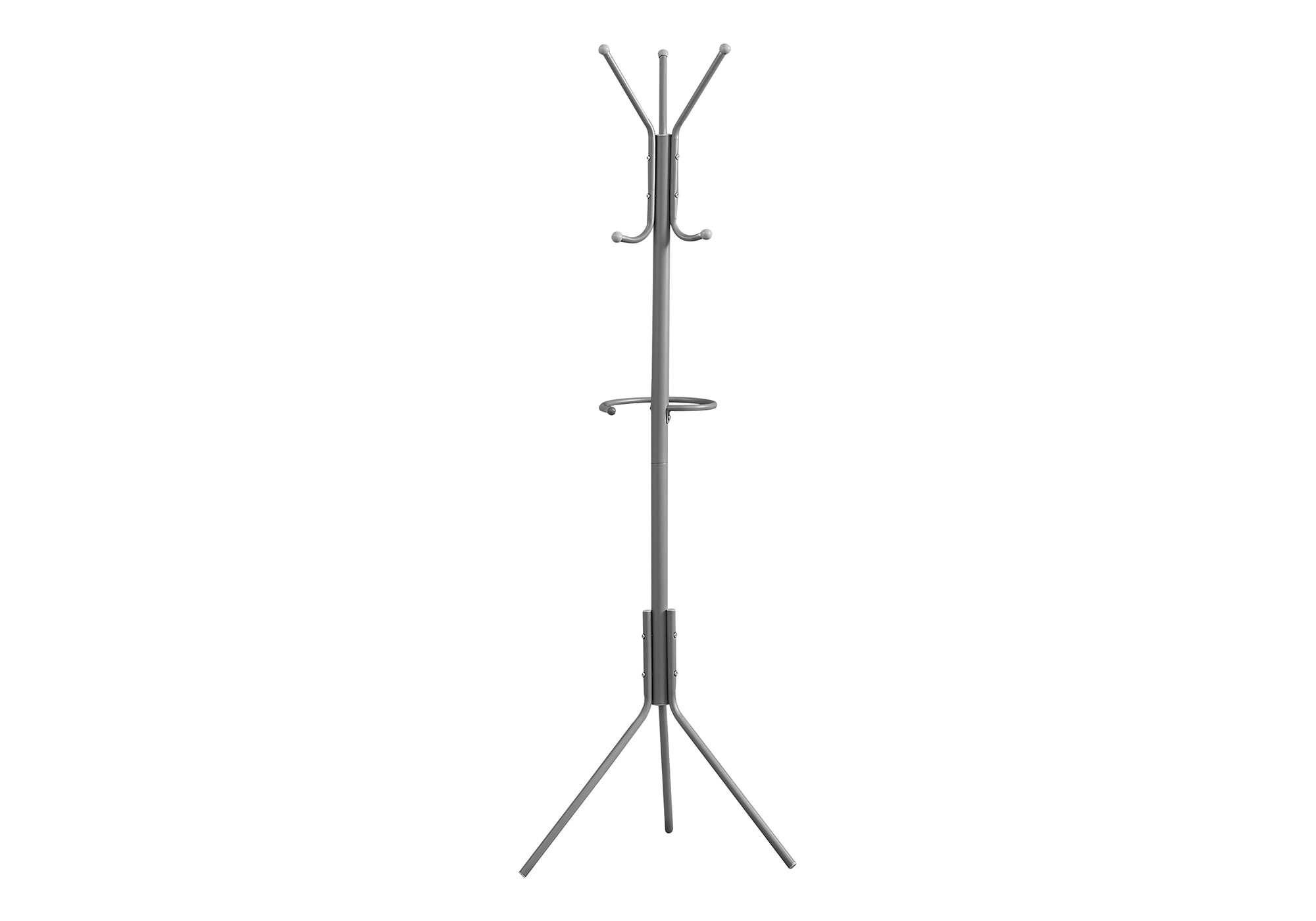 Modern Grey Metal Coat Rack Hall Tree, 6 Hooks, 68"