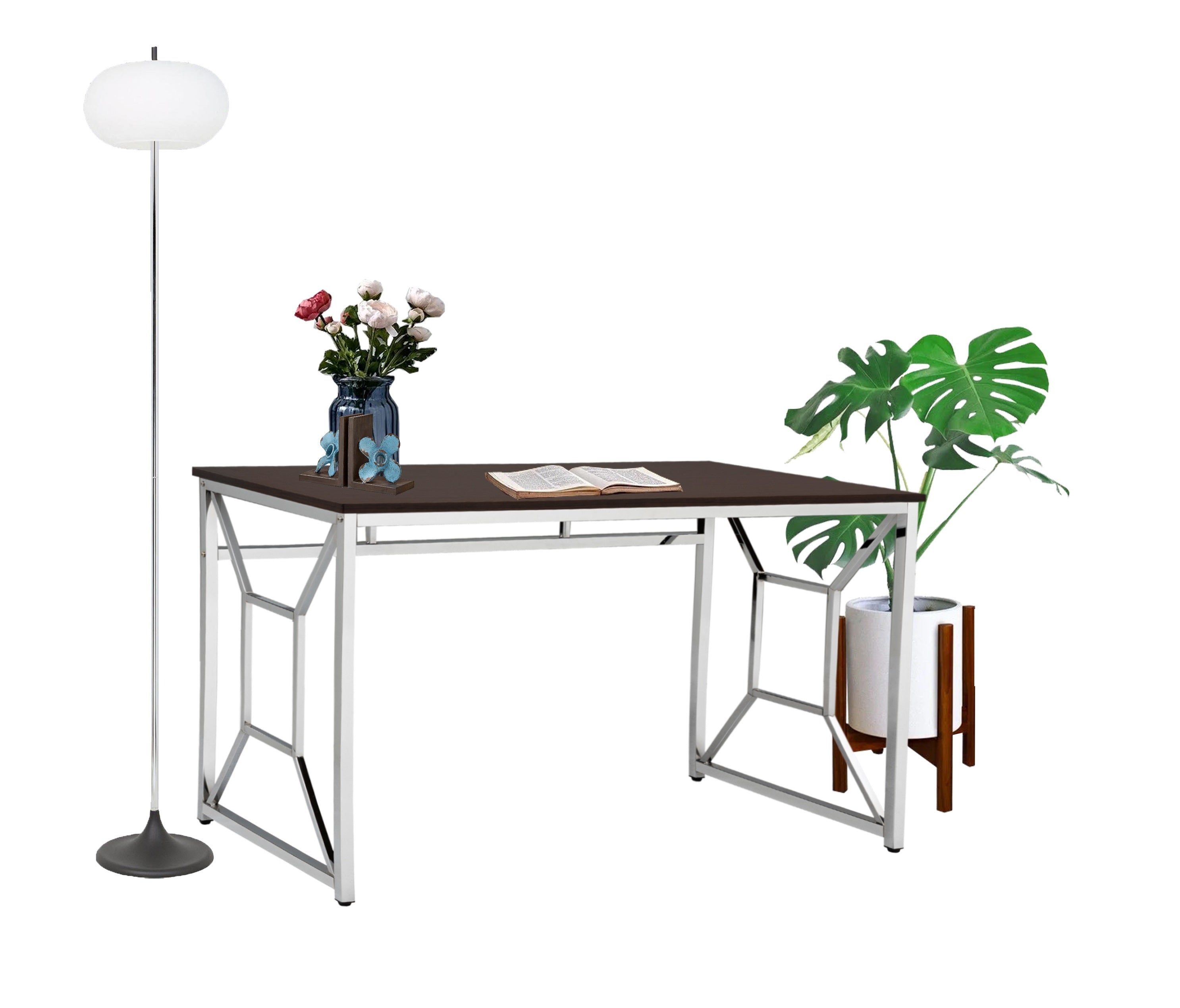 Martha Brown Office Desk | MDF/Chrome Workspace Desk