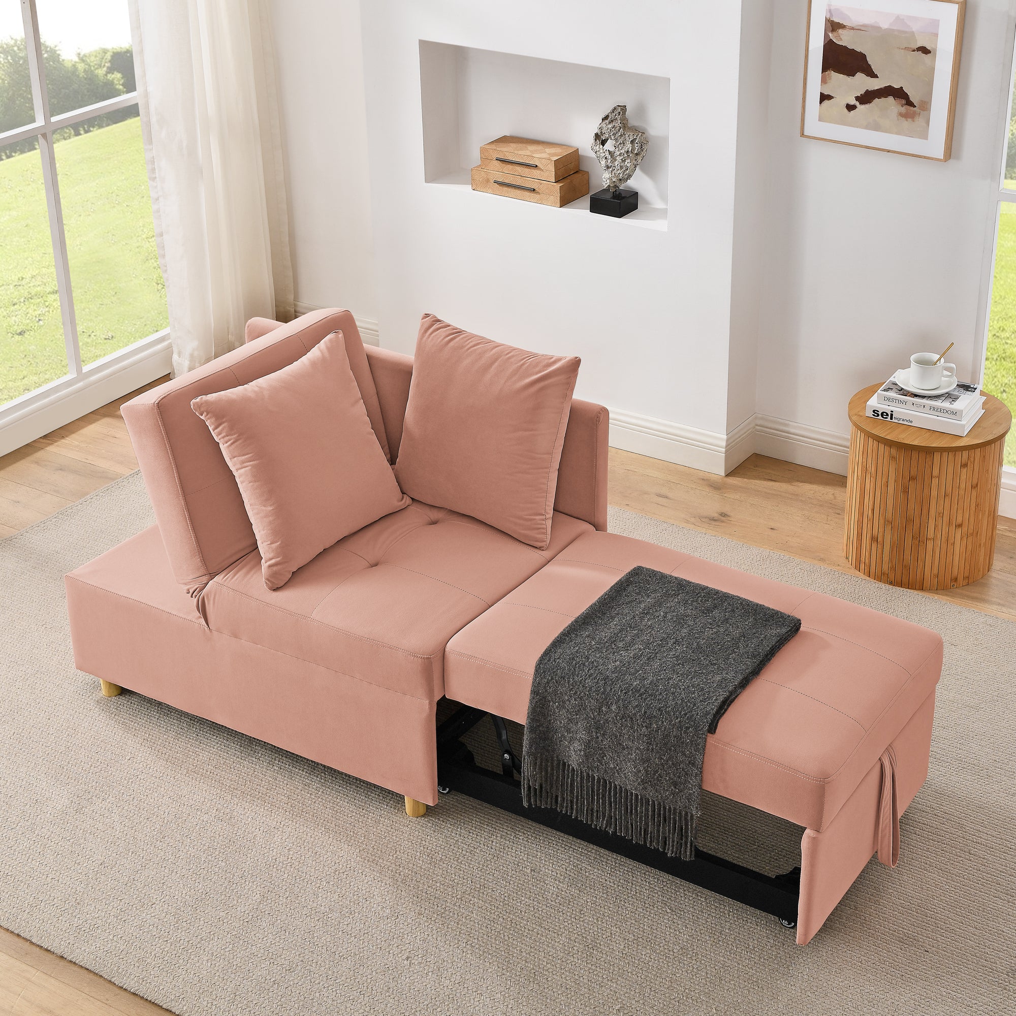 Pink Convertible Sofa Bed: Space-Saving Recliner