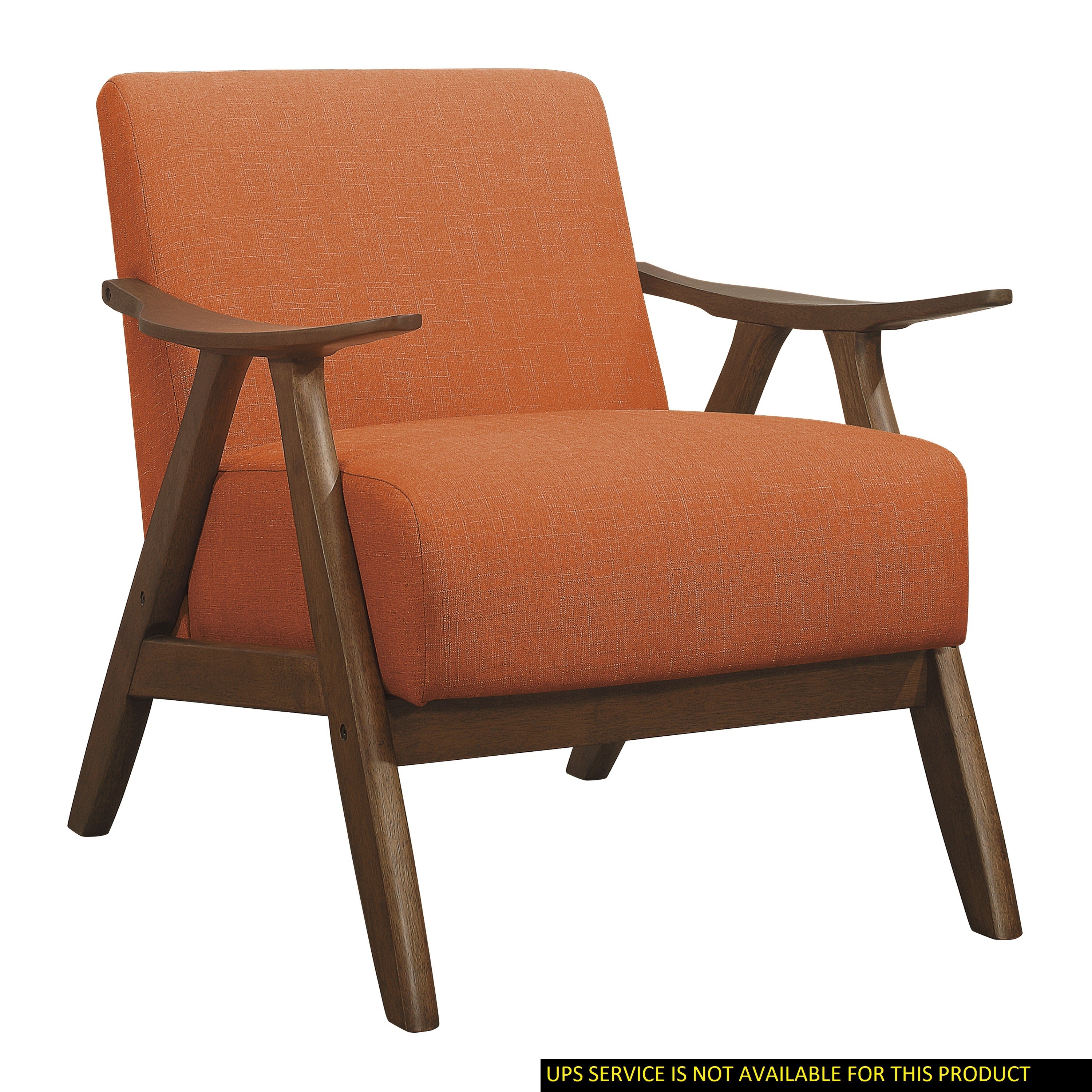 Orange Accent Chair: Modern Walnut Wood & Fabric