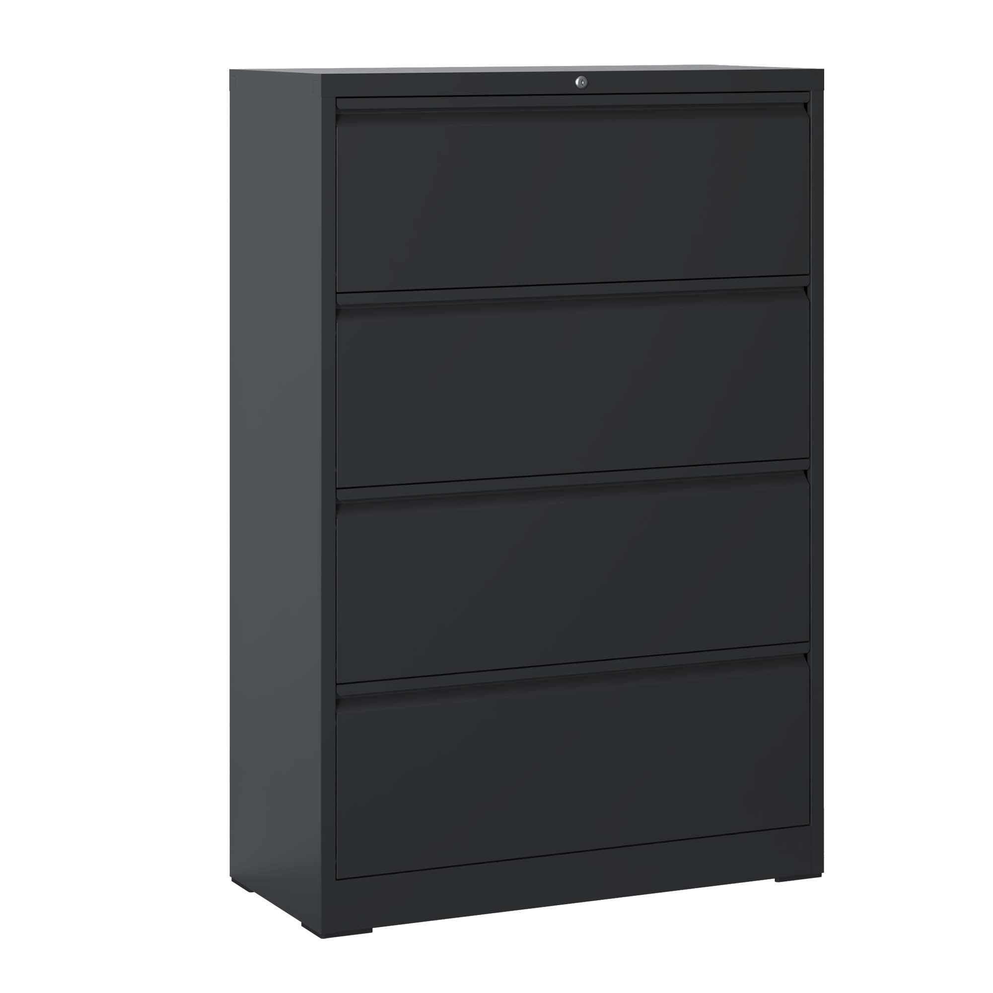 Lockable Metal File Cabinet: 4 Drawer, Black