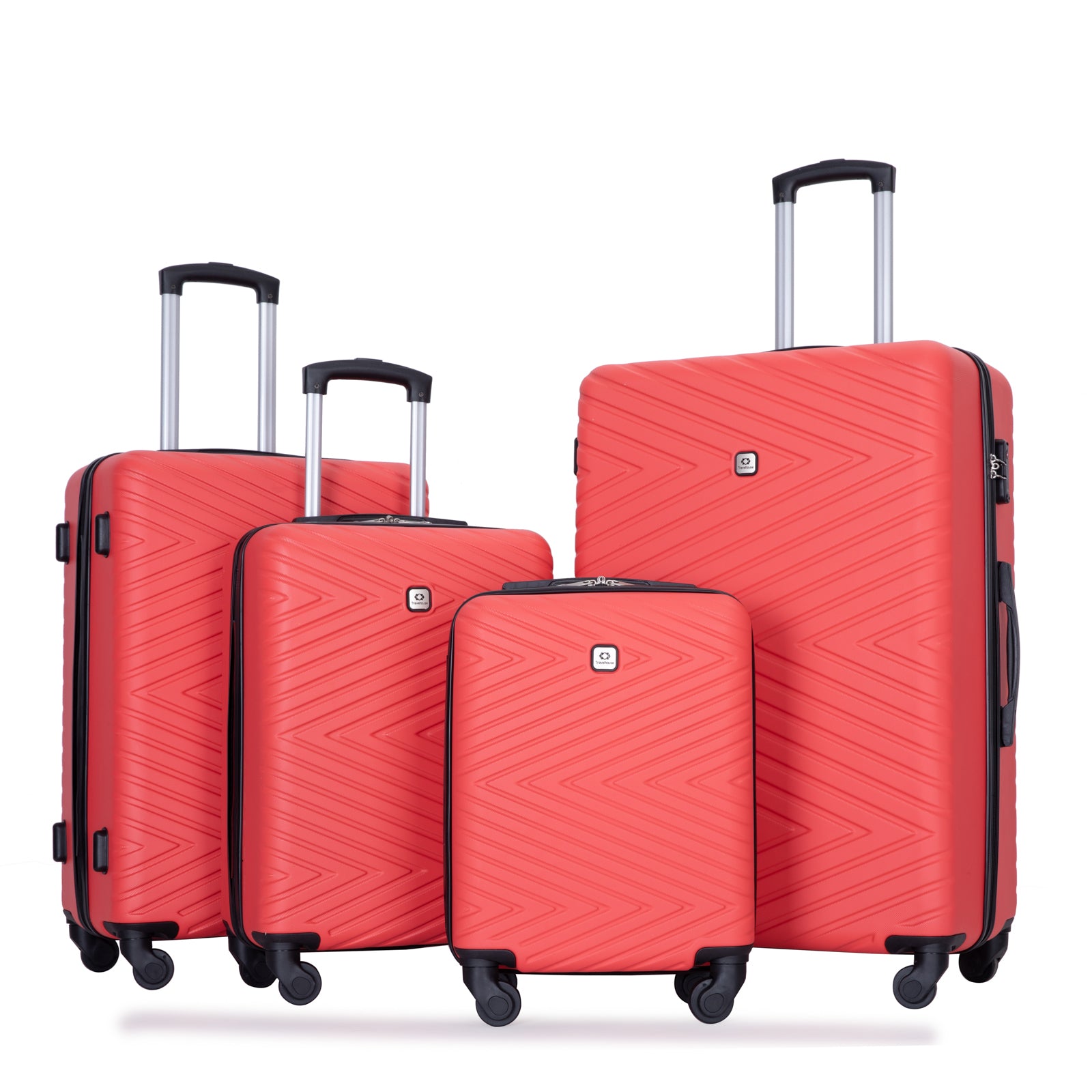 Lightweight 4-Piece ABS Luggage Set w/TSA Lock (Red)
