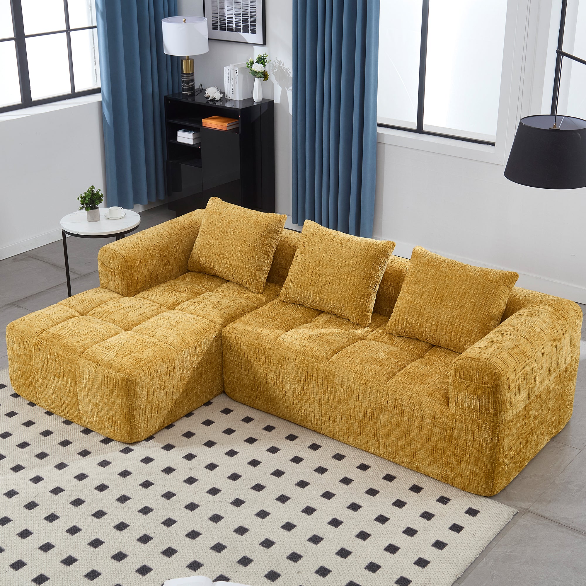Modular Sectional Sofa: 98" L-Shaped Chaise