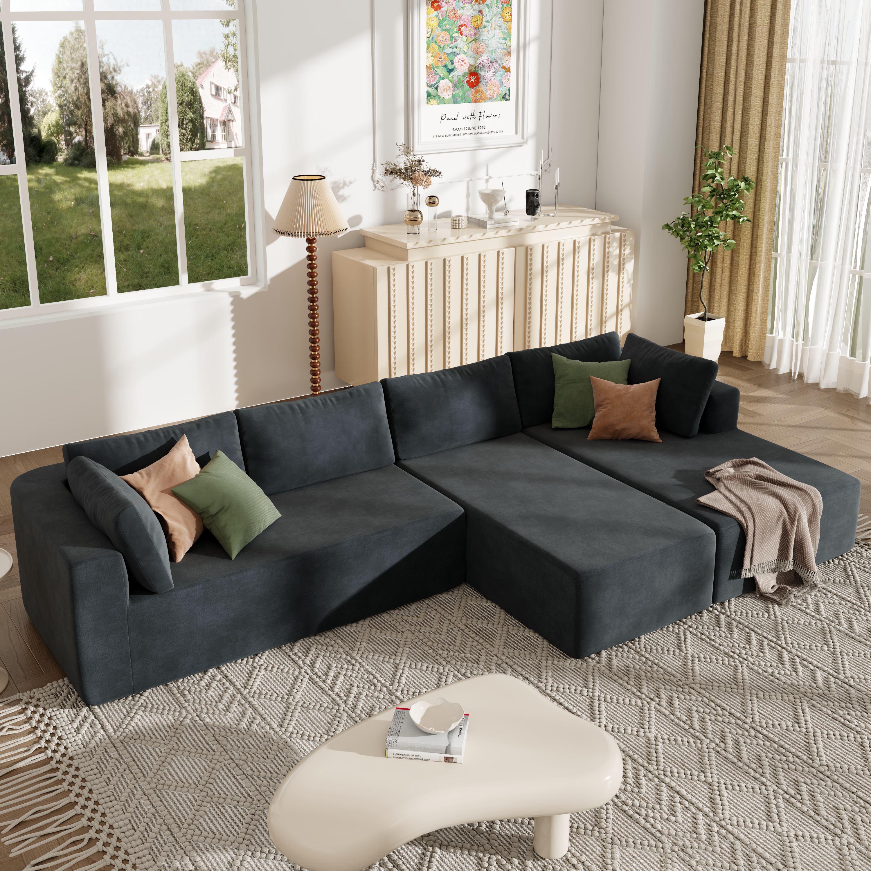 Modern Modular Sectional Sofa | 3-Piece Couch
