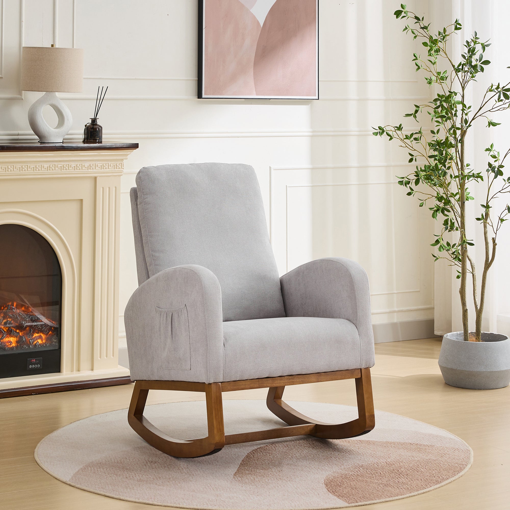 Nursery Rocking Chair: Gray Glider with Pocket