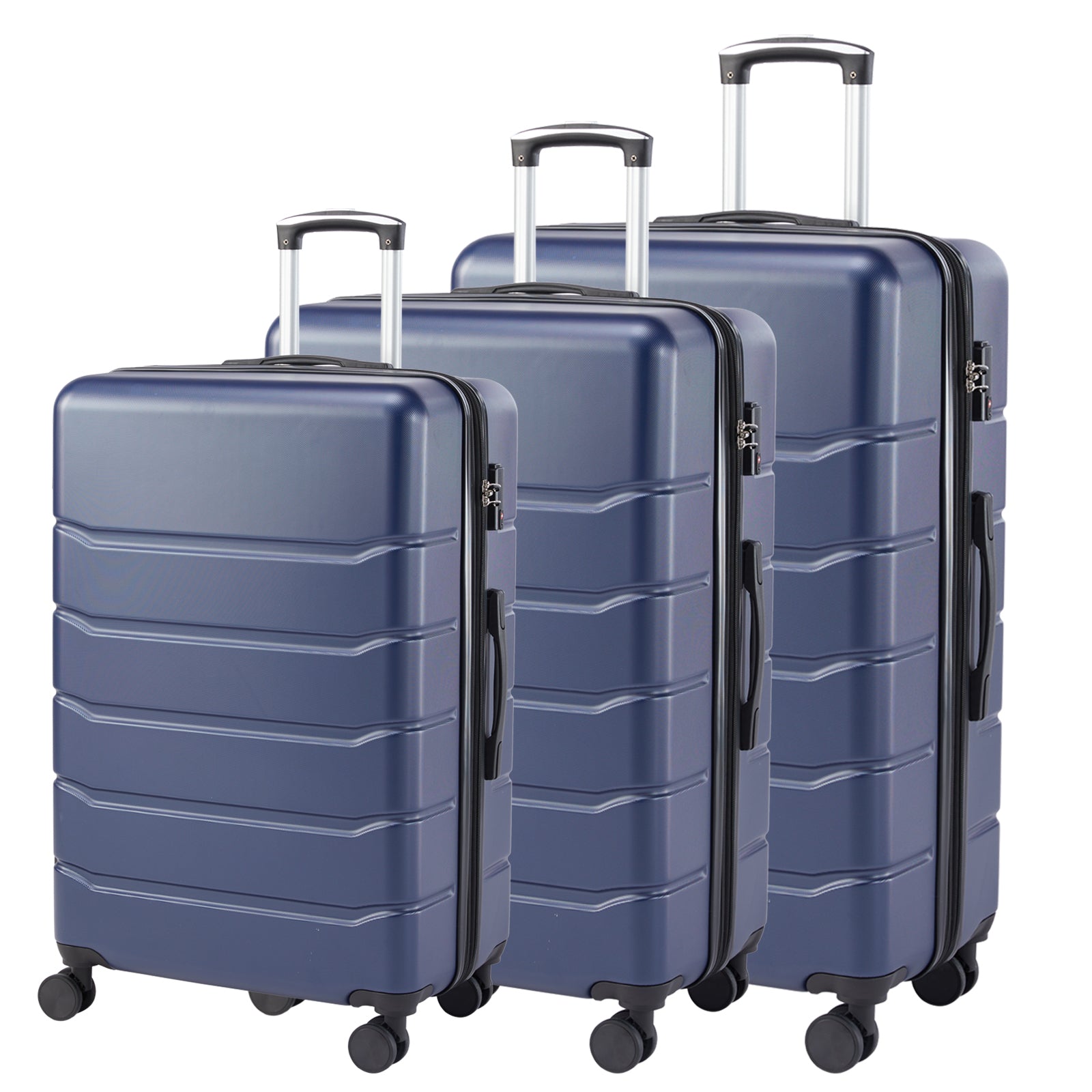 Blue Expandable Suitcases (3-Pack) w/ TSA Locks