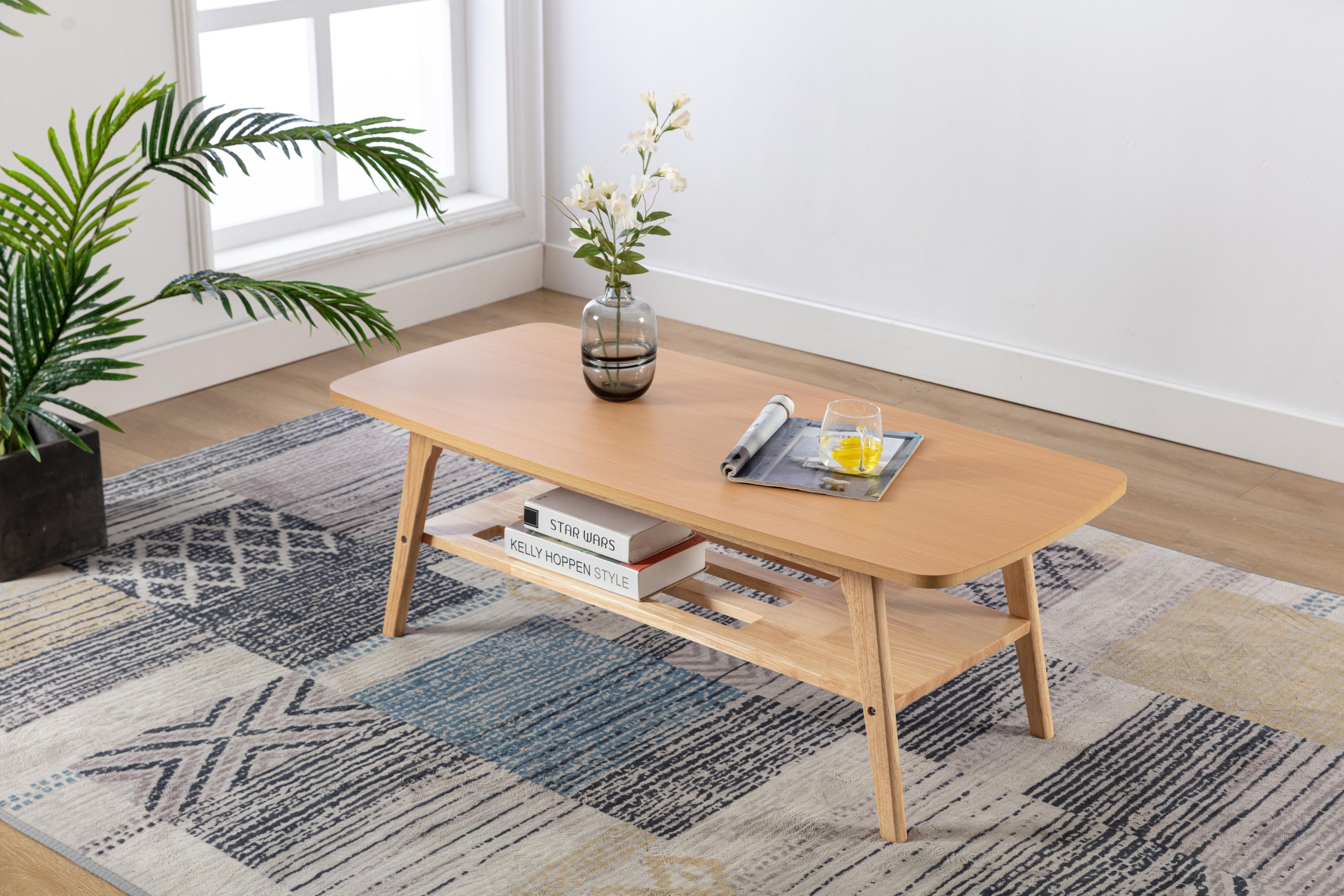 Bahamas Oak Coffee Table, 47" Light Natural Wood | Living Room Centerpiece