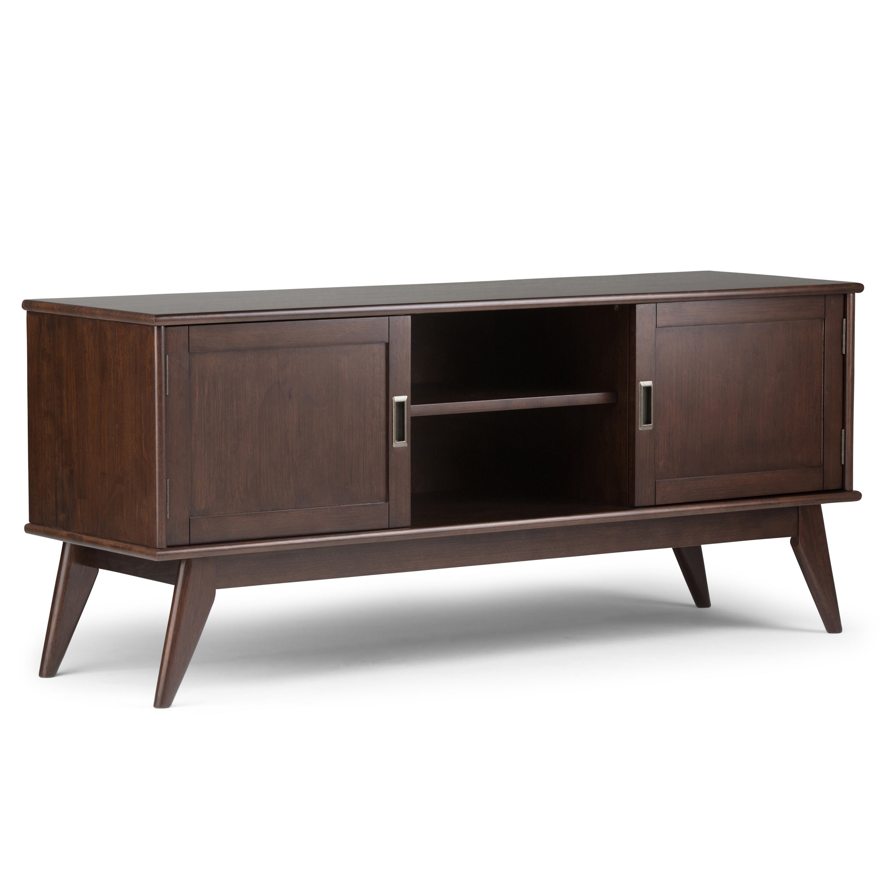 Mid Century Modern Low TV Stand - Auburn Brown