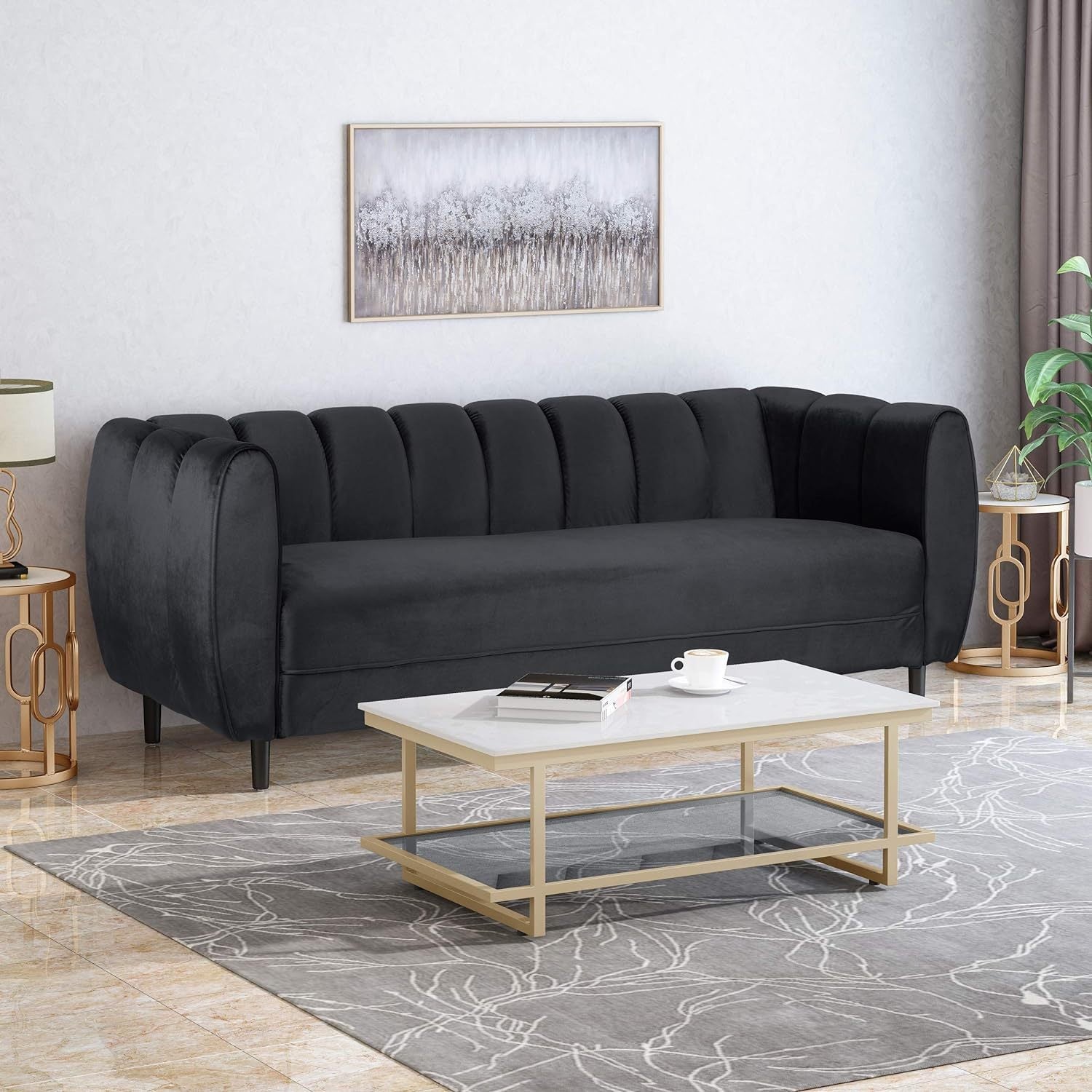 Miranda Velvet Sofa: 3-Seater Comfort