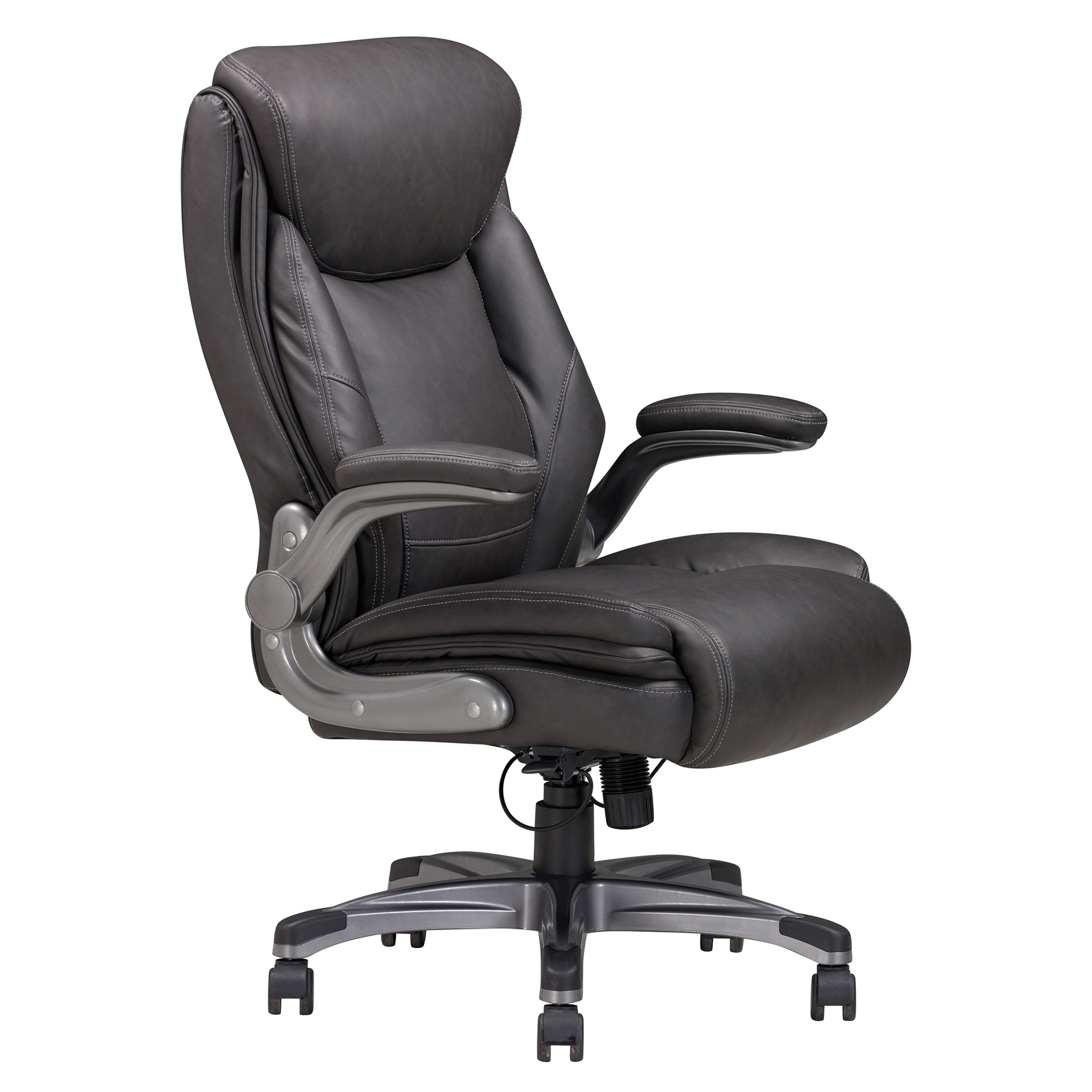 Gray Bonded Leather Office Chair, Adjustable Height & Swivel
