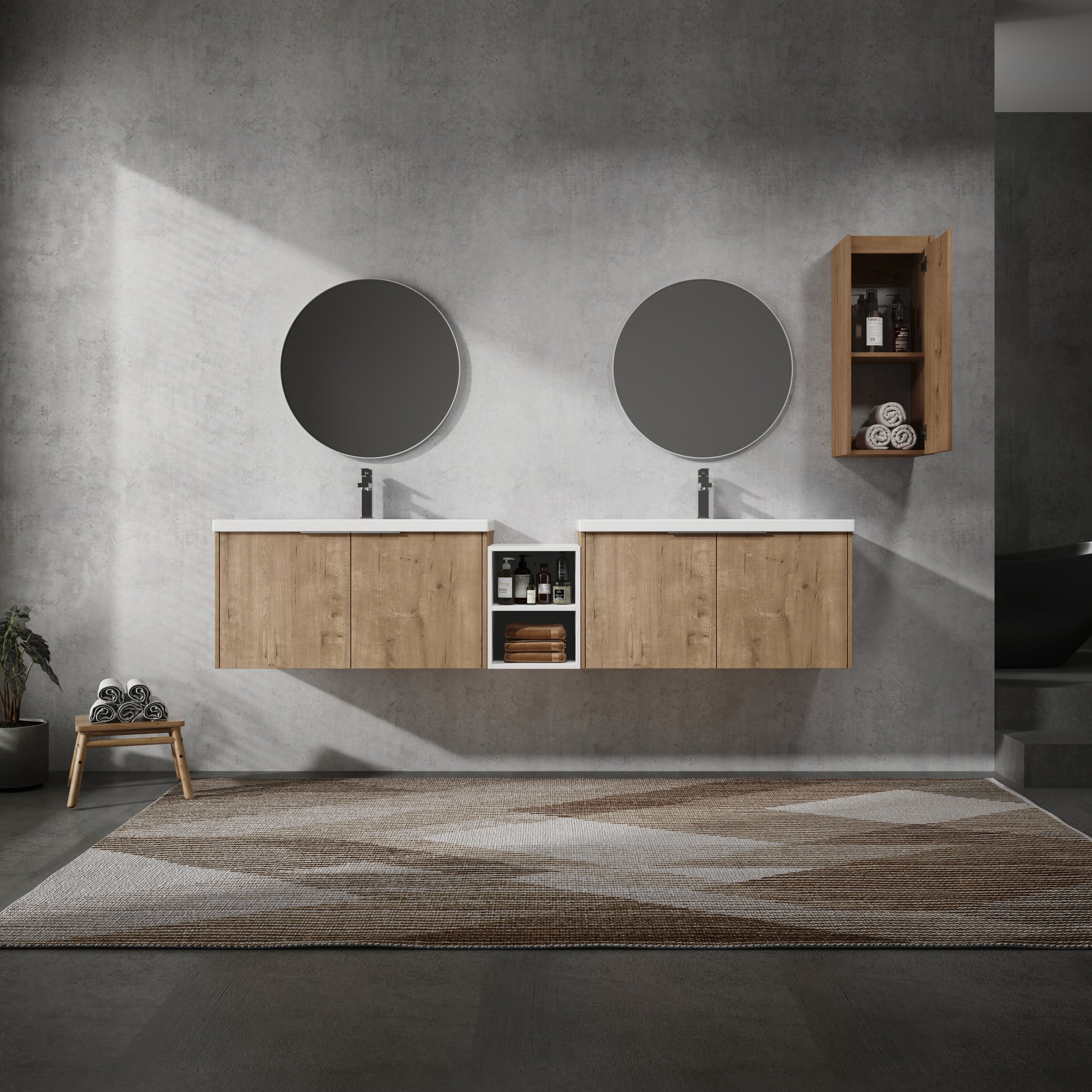 84" Wall-Mounted Bathroom Vanity with Sink
