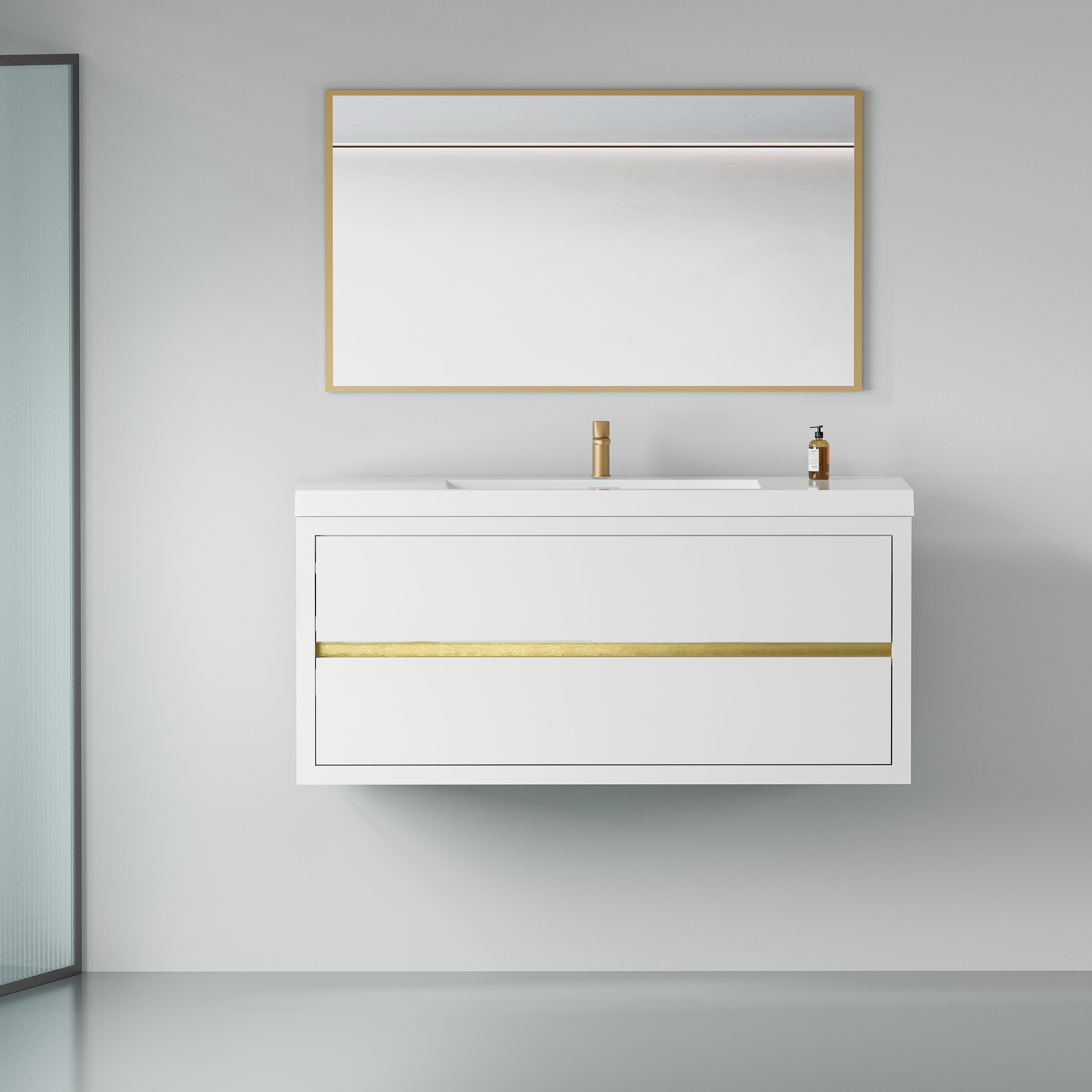 48" White Floating Bathroom Vanity with Sink