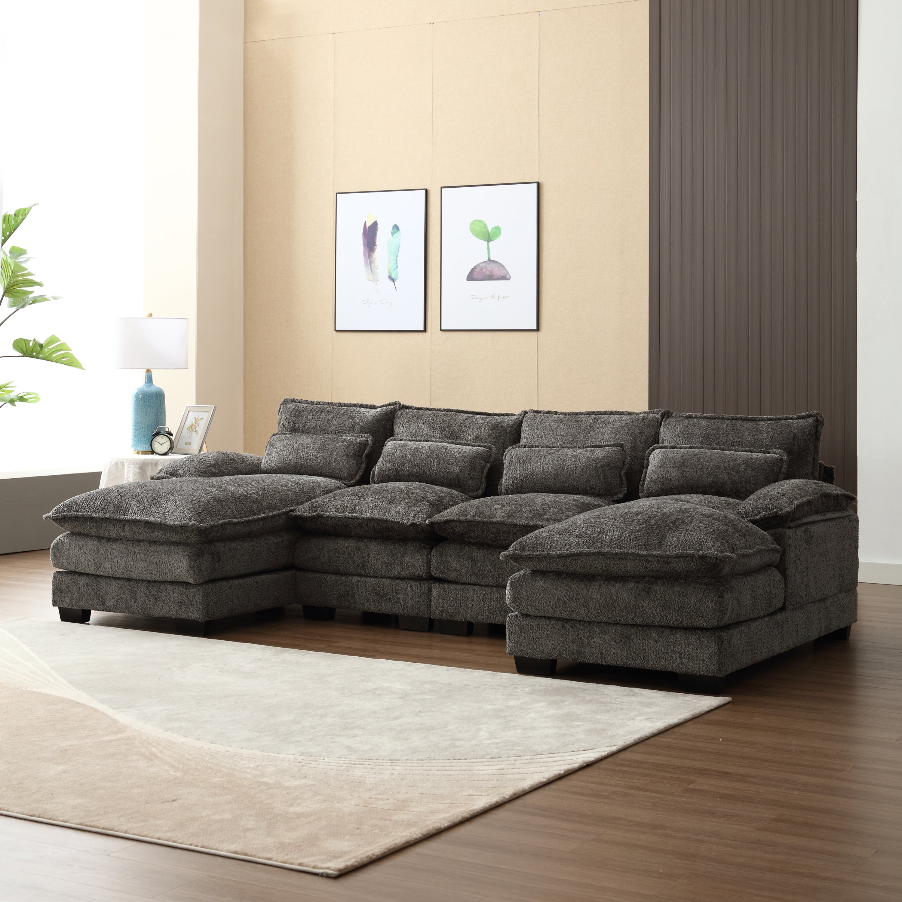 Modern Chenille U-Shape Sectional Sofa | Large & Comfy